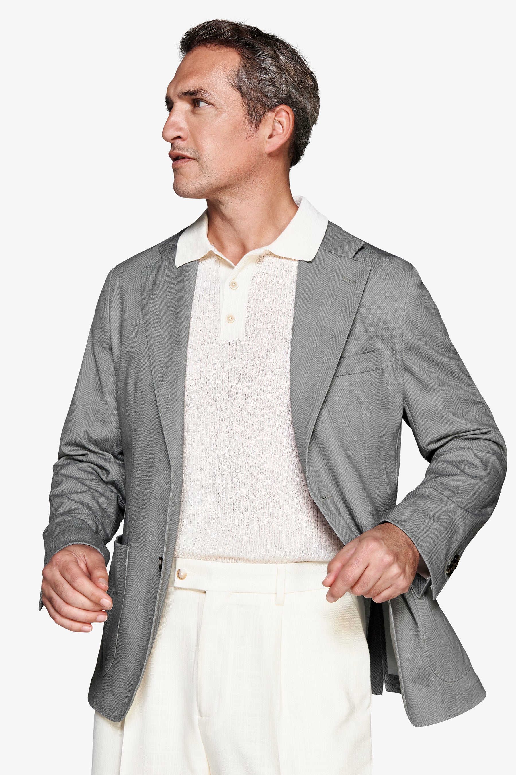 Americana de punto en espiga verde