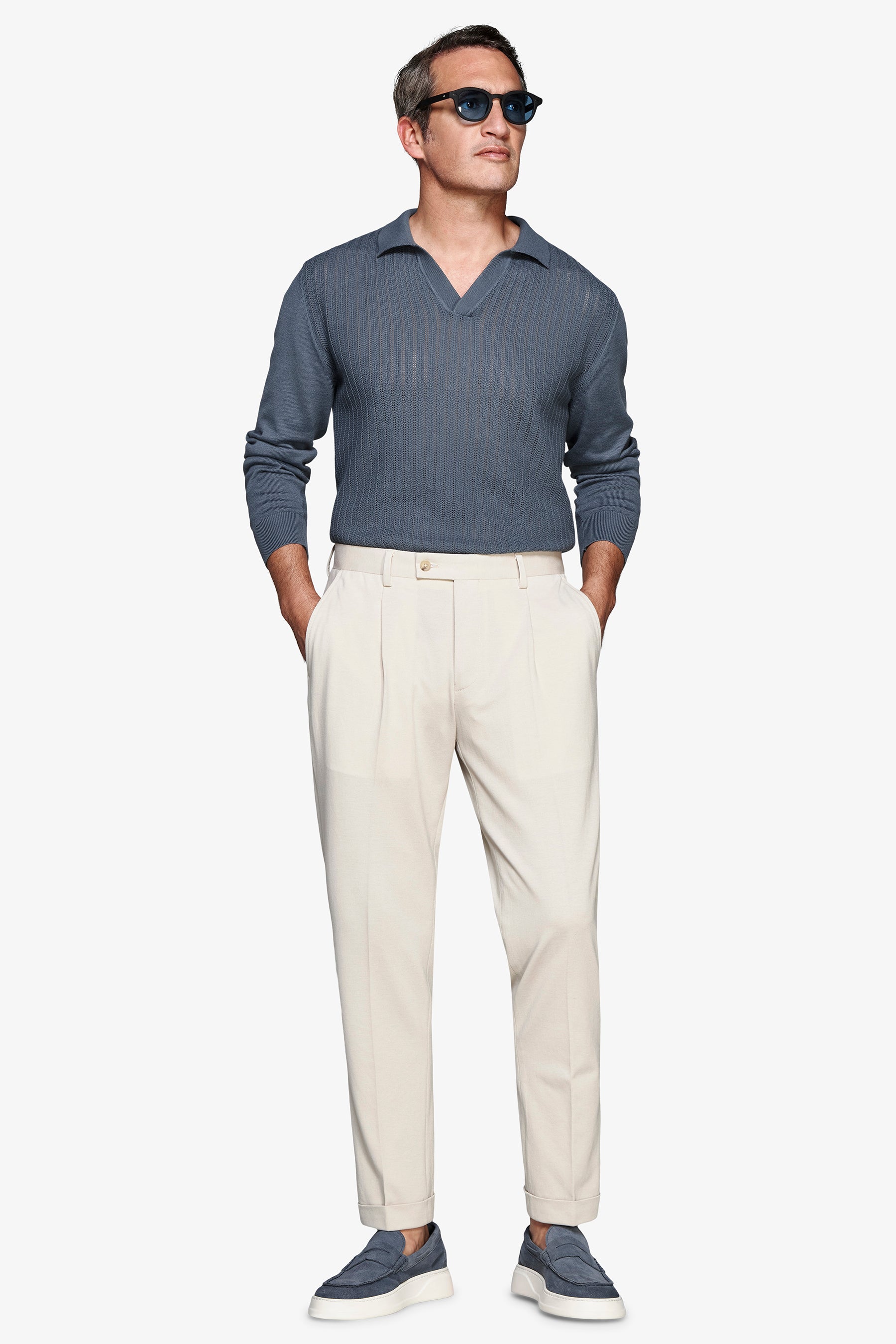 Avion Herringbone knit polo