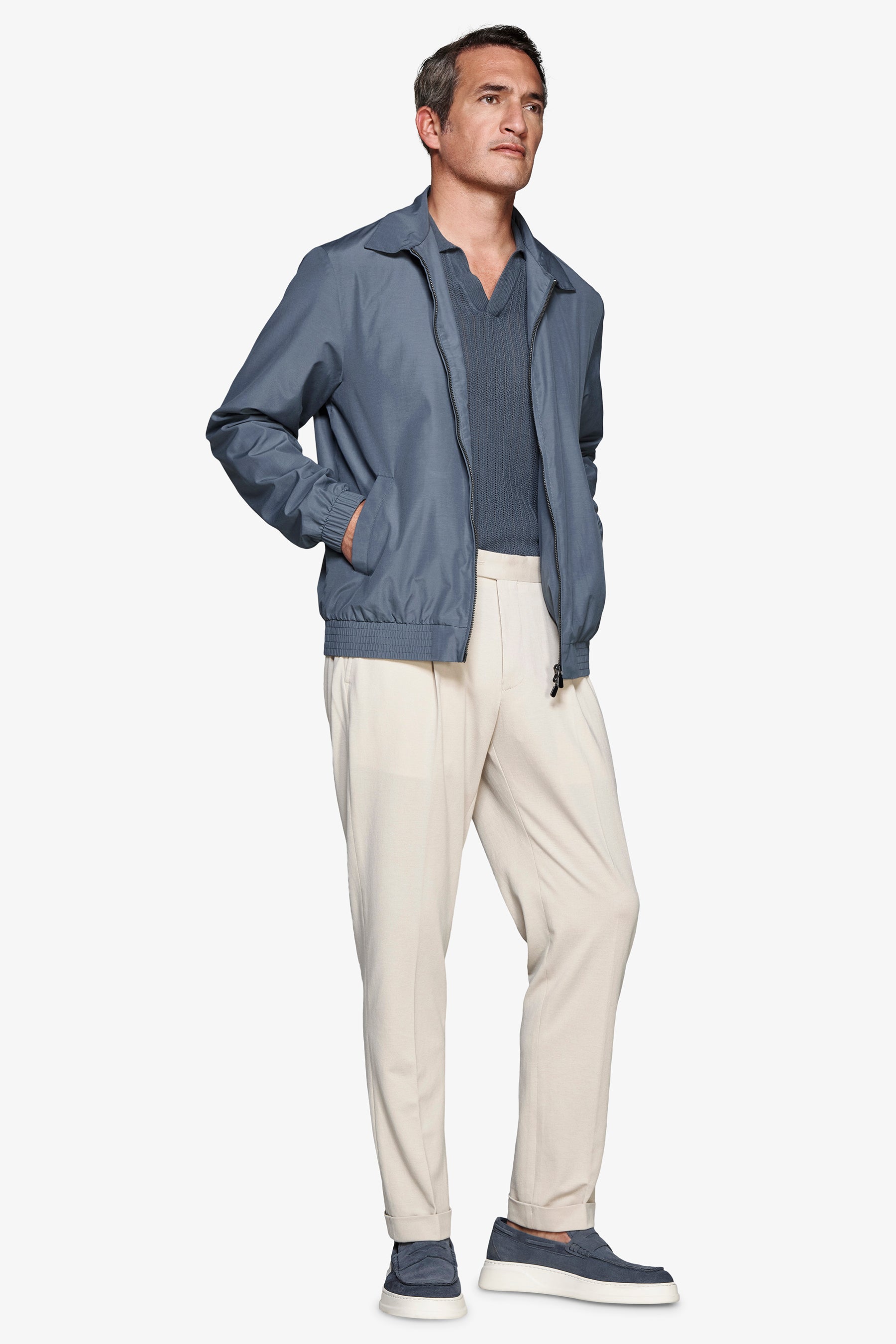 Bomberjacke aus technischem Stoff in Avion-Blau