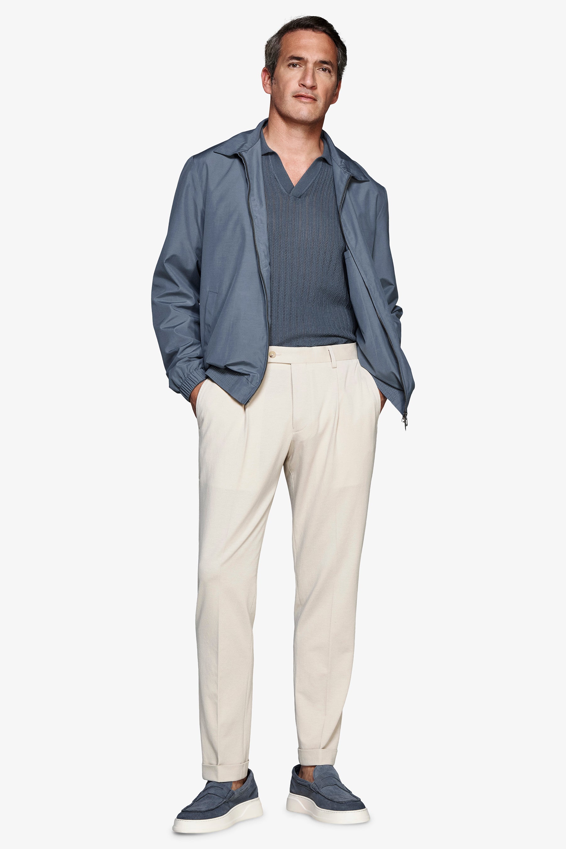 Bomberjacke aus technischem Stoff in Avion-Blau