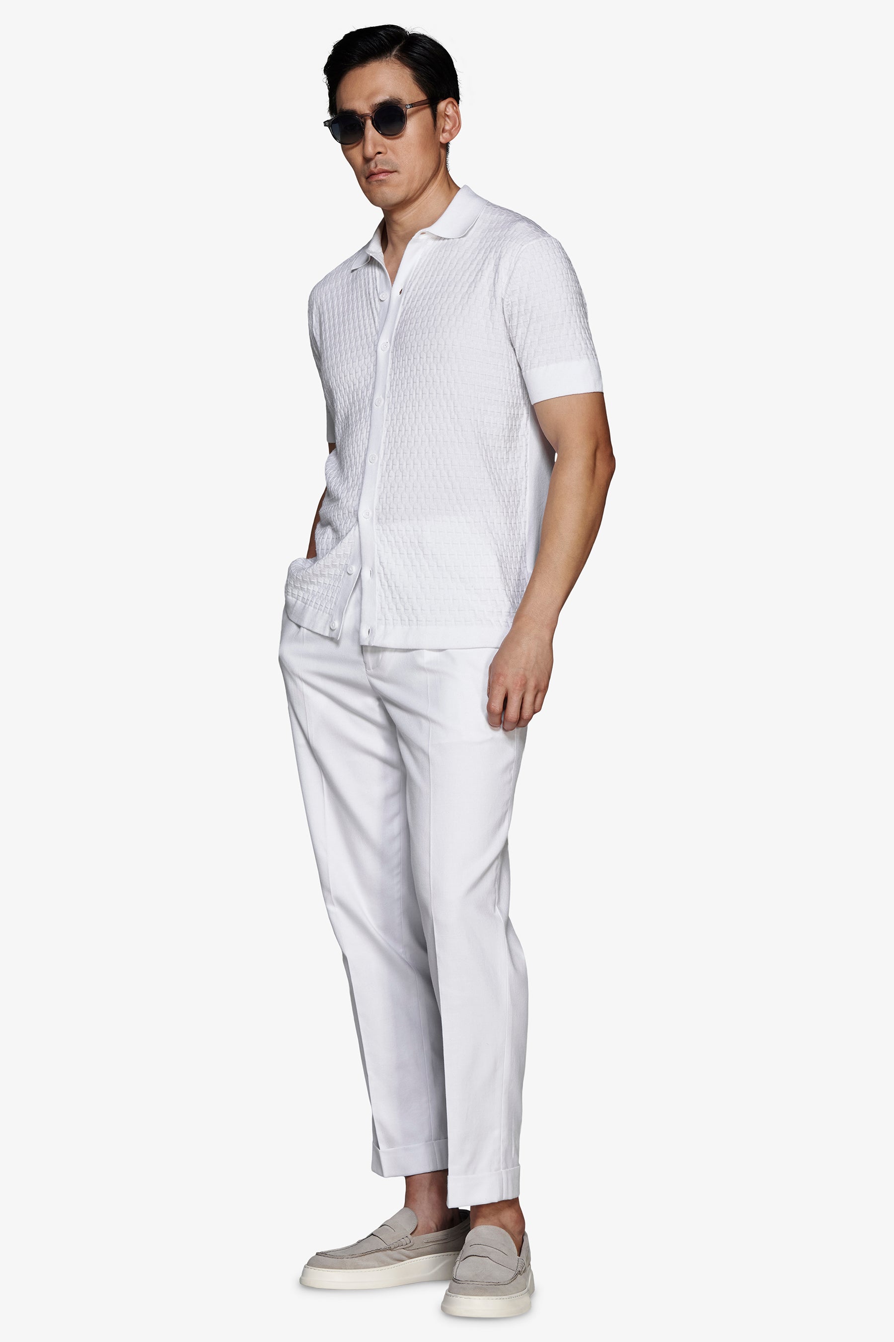 Camicia in maglia punto mattoncino bianca-Dan John