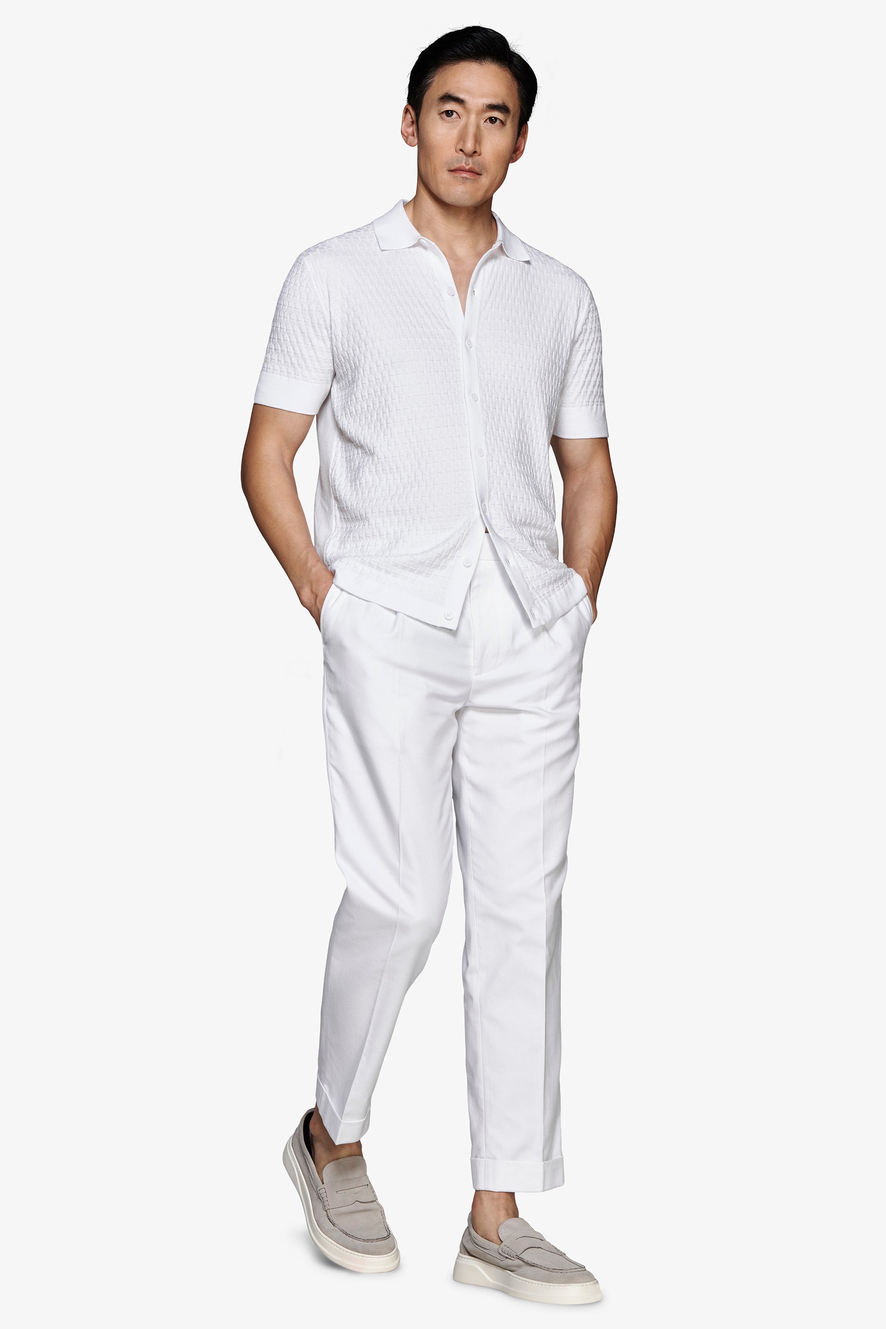 Camicia in maglia punto mattoncino bianca-Dan John