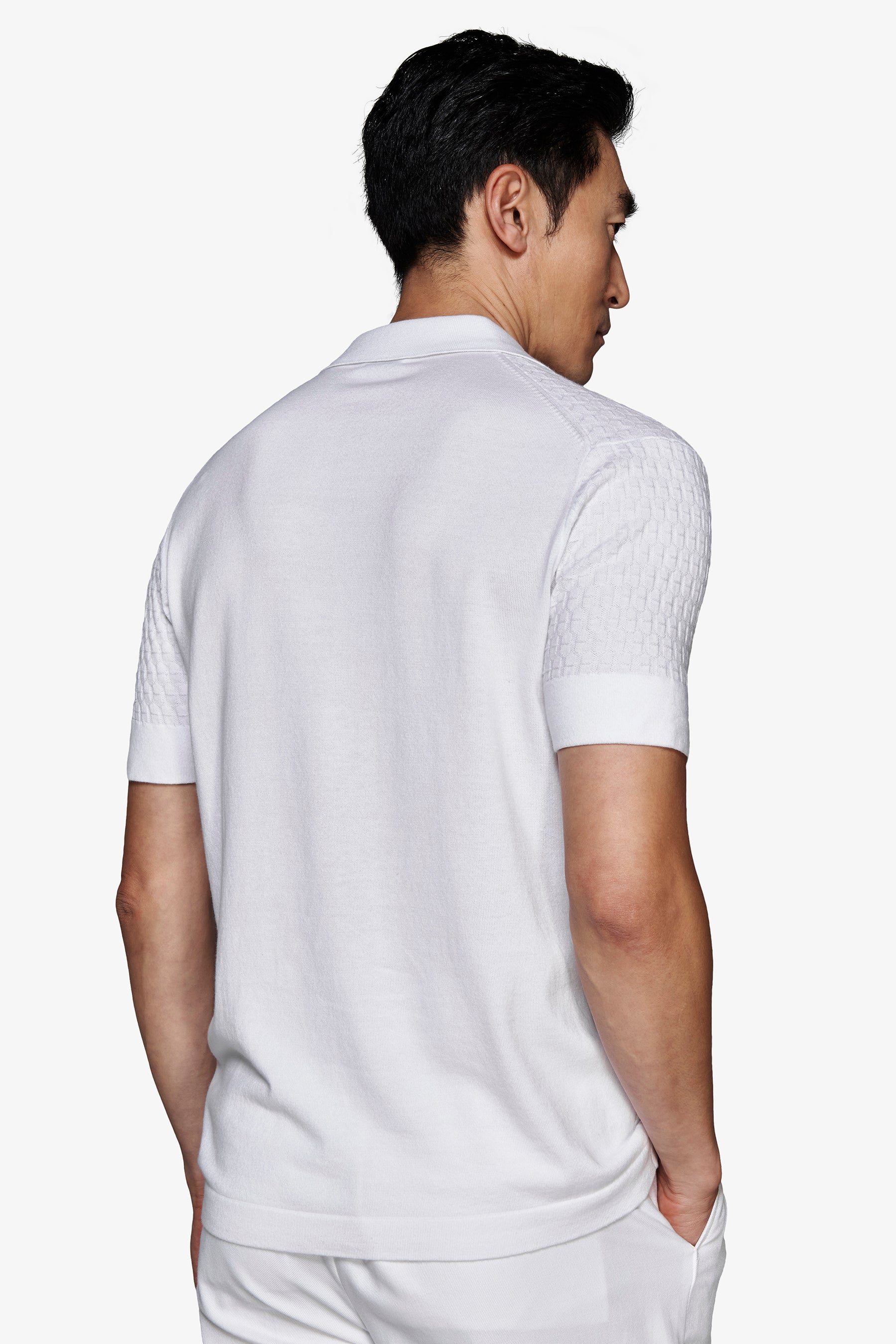 Camicia in maglia punto mattoncino bianca-Dan John