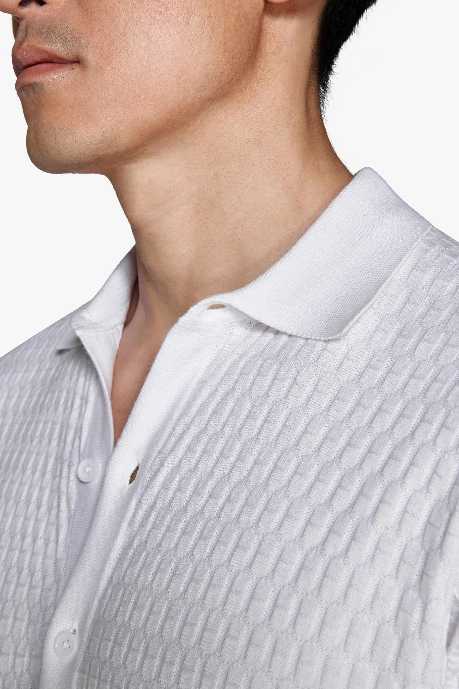 Camicia in maglia punto mattoncino bianca