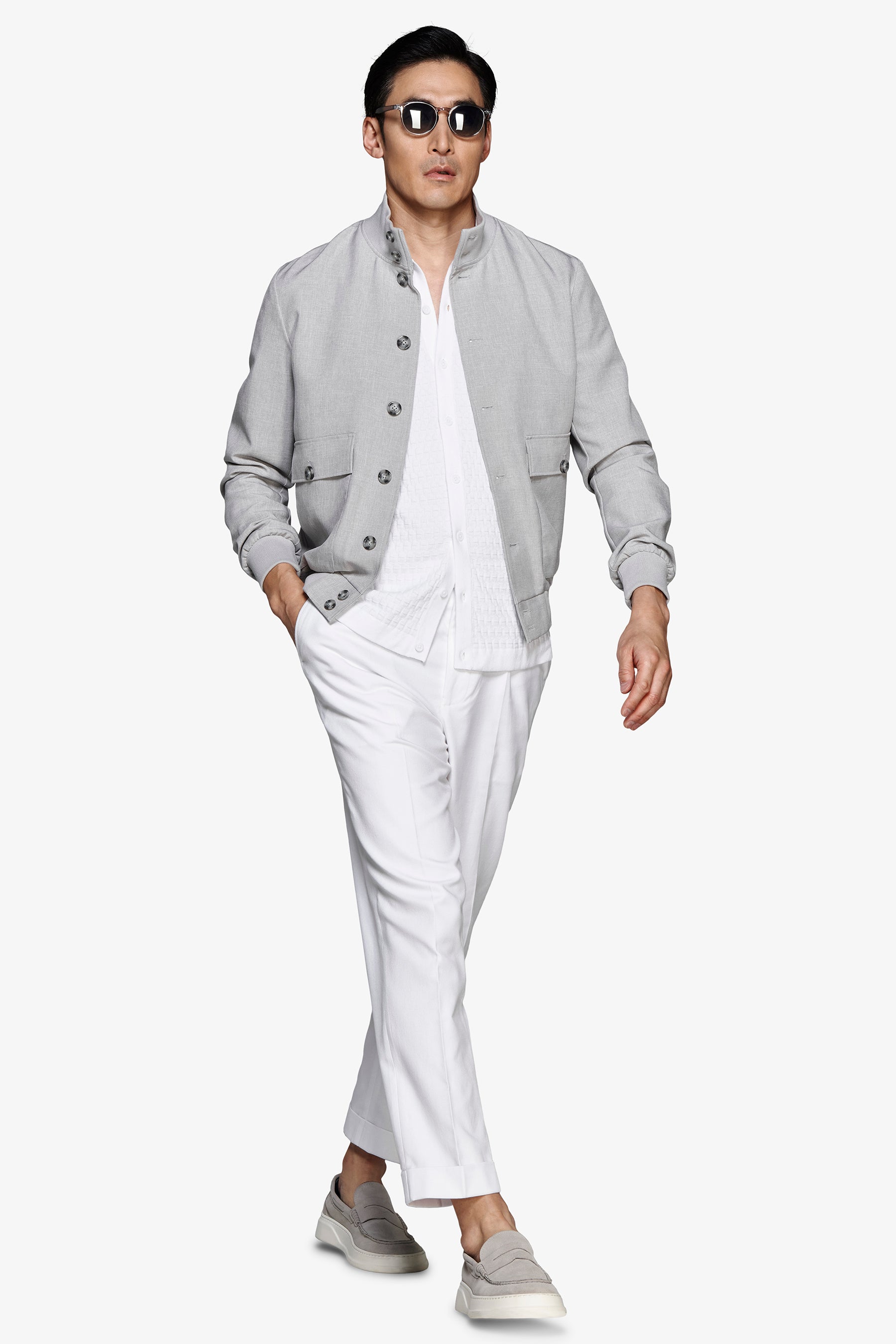 Bomber tela stretch grigio