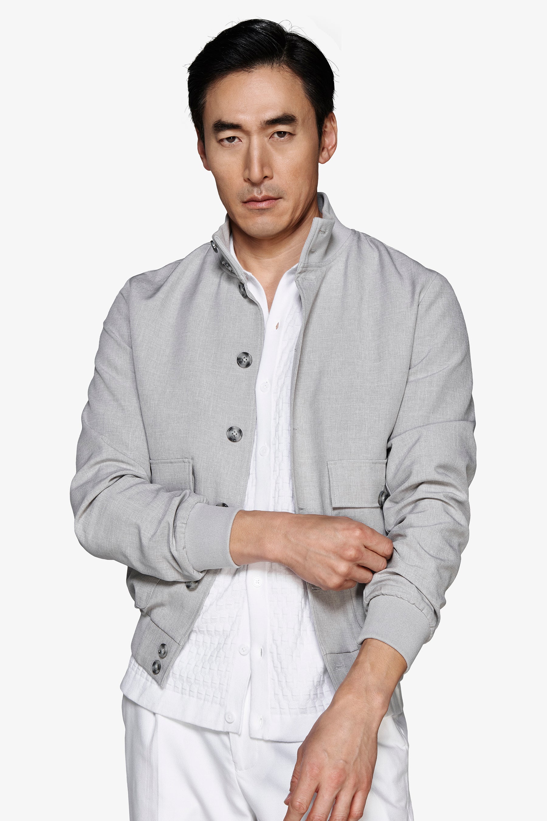 Bomber tela stretch grigio