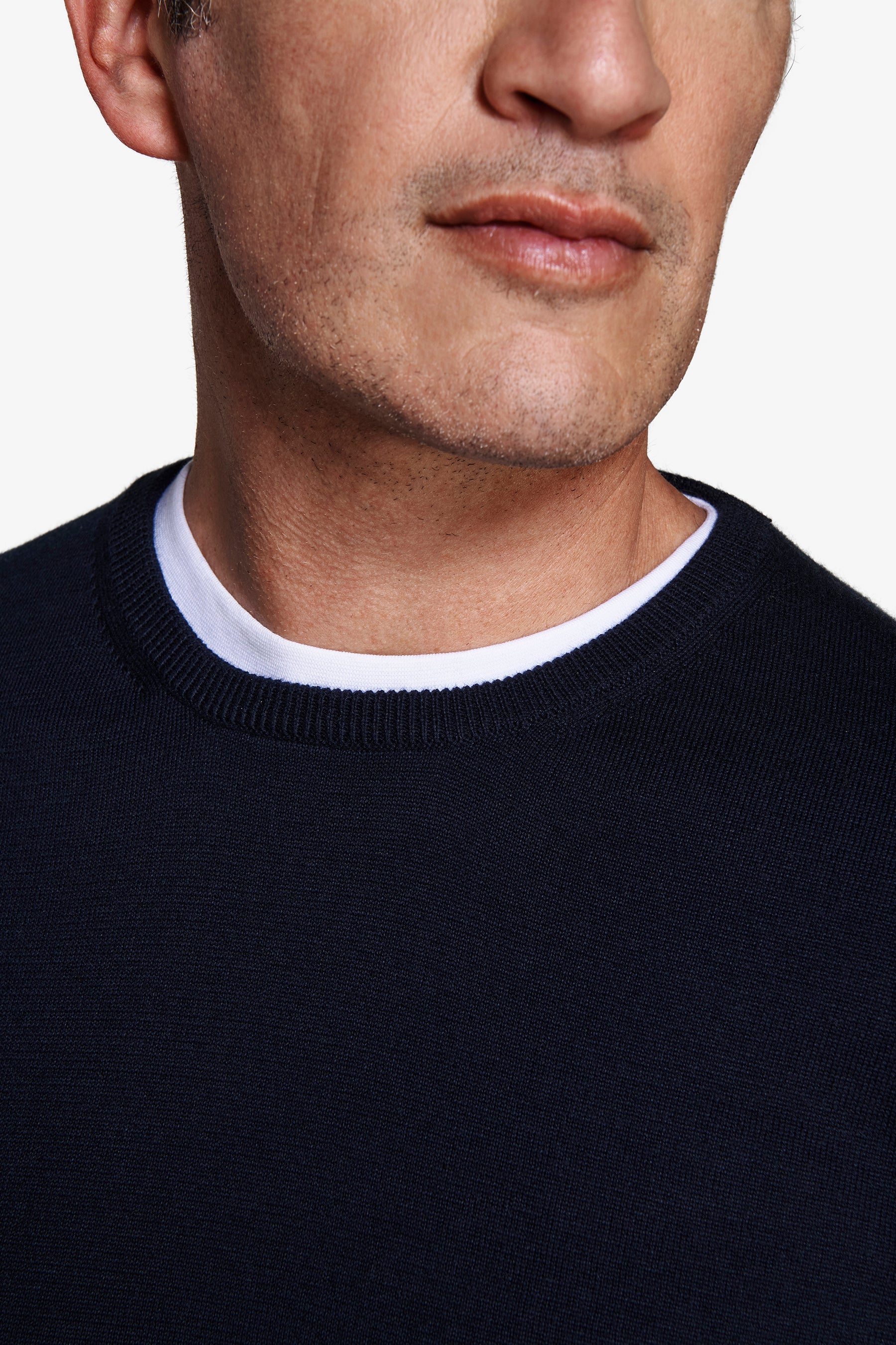 Blauer Rundhalspullover aus Baumwolle