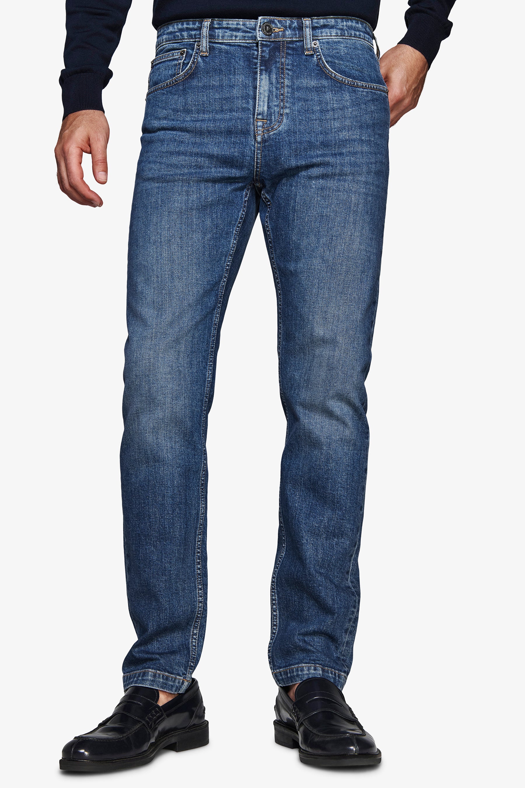 Pantaloni denim blu scuro