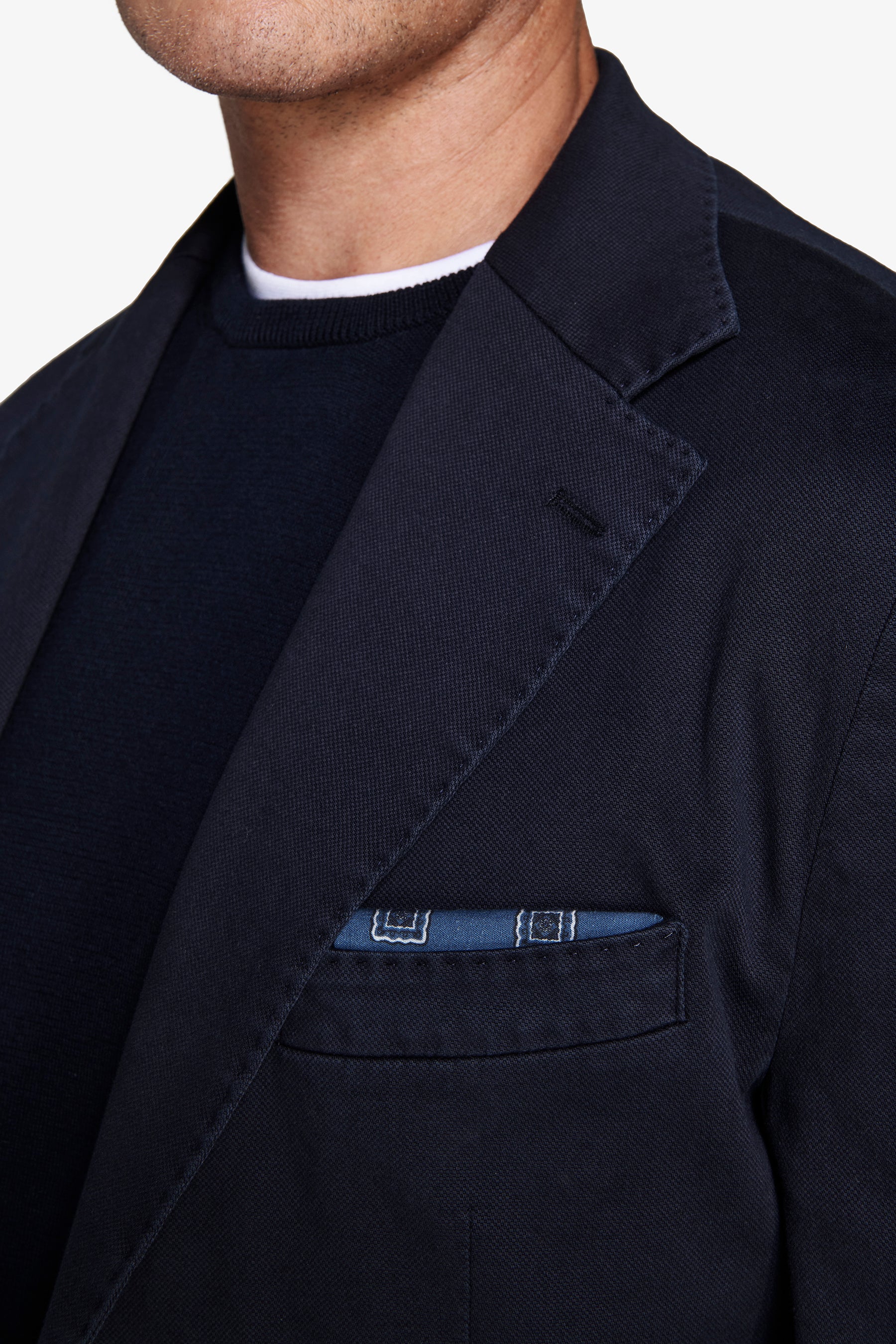 Americana elástica texturizada azul