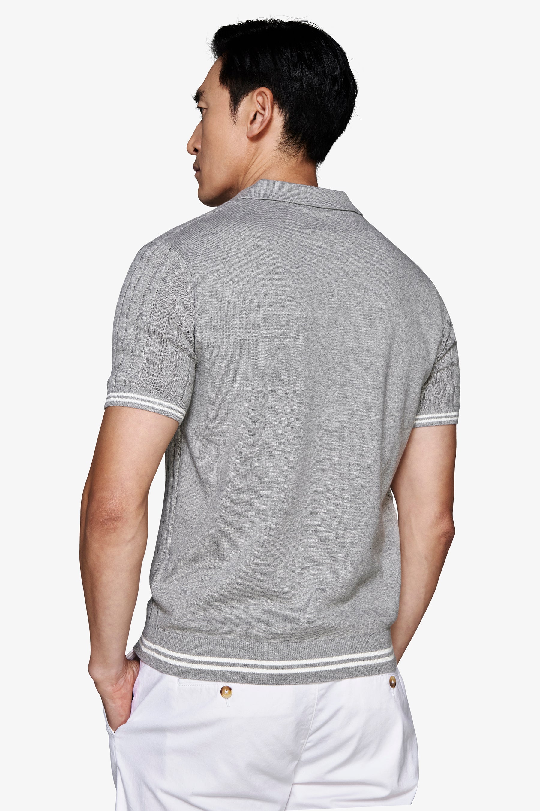 Polo in maglia treccia grigia DNJ-Dan John