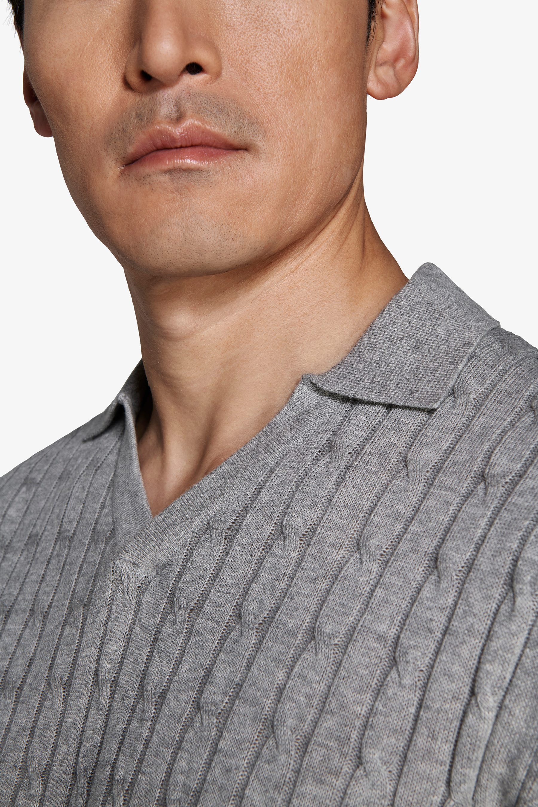 Polo in maglia treccia grigia DNJ-Dan John