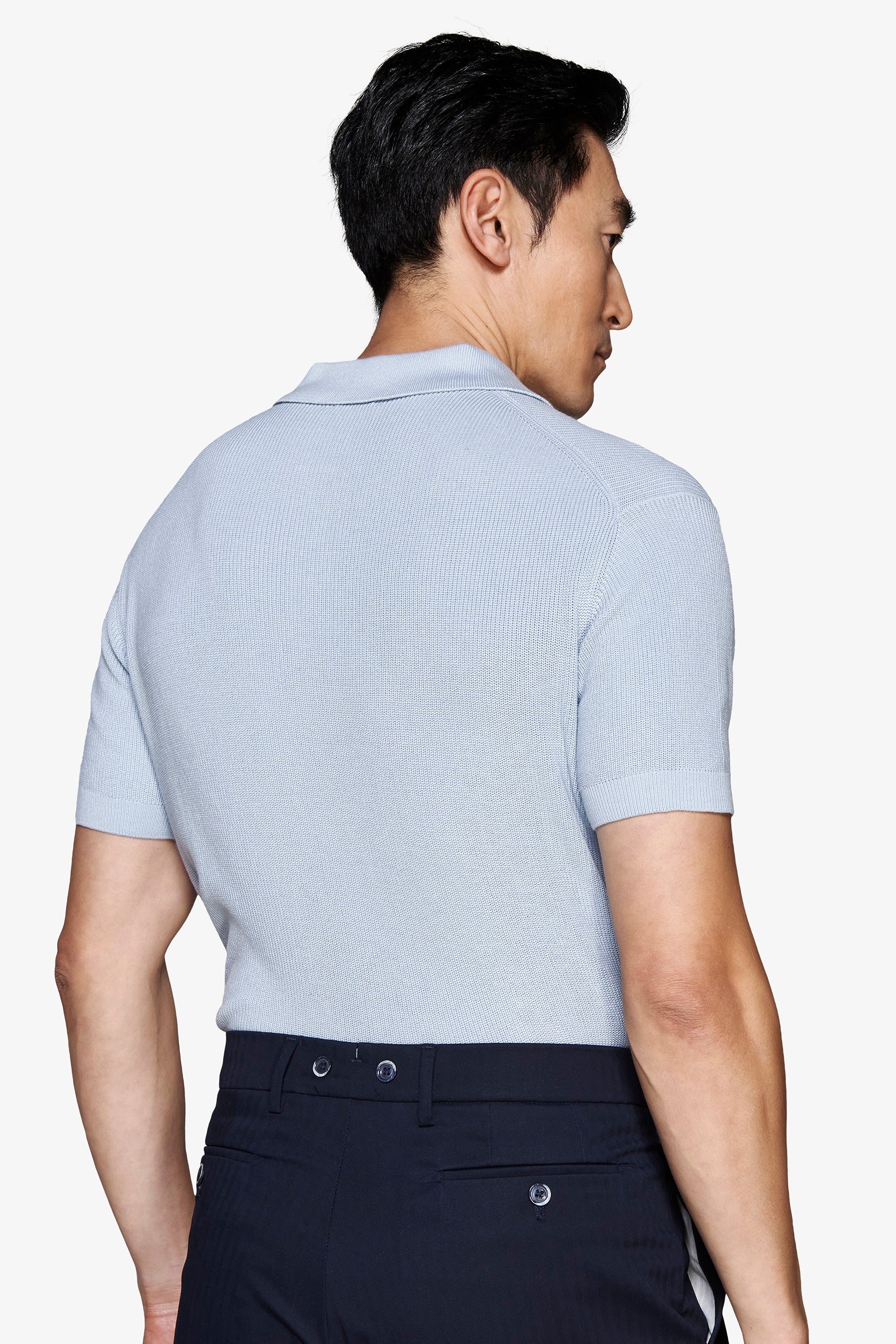 HELLBLAUES KERNSTICH-S/S-POLOSHIRT