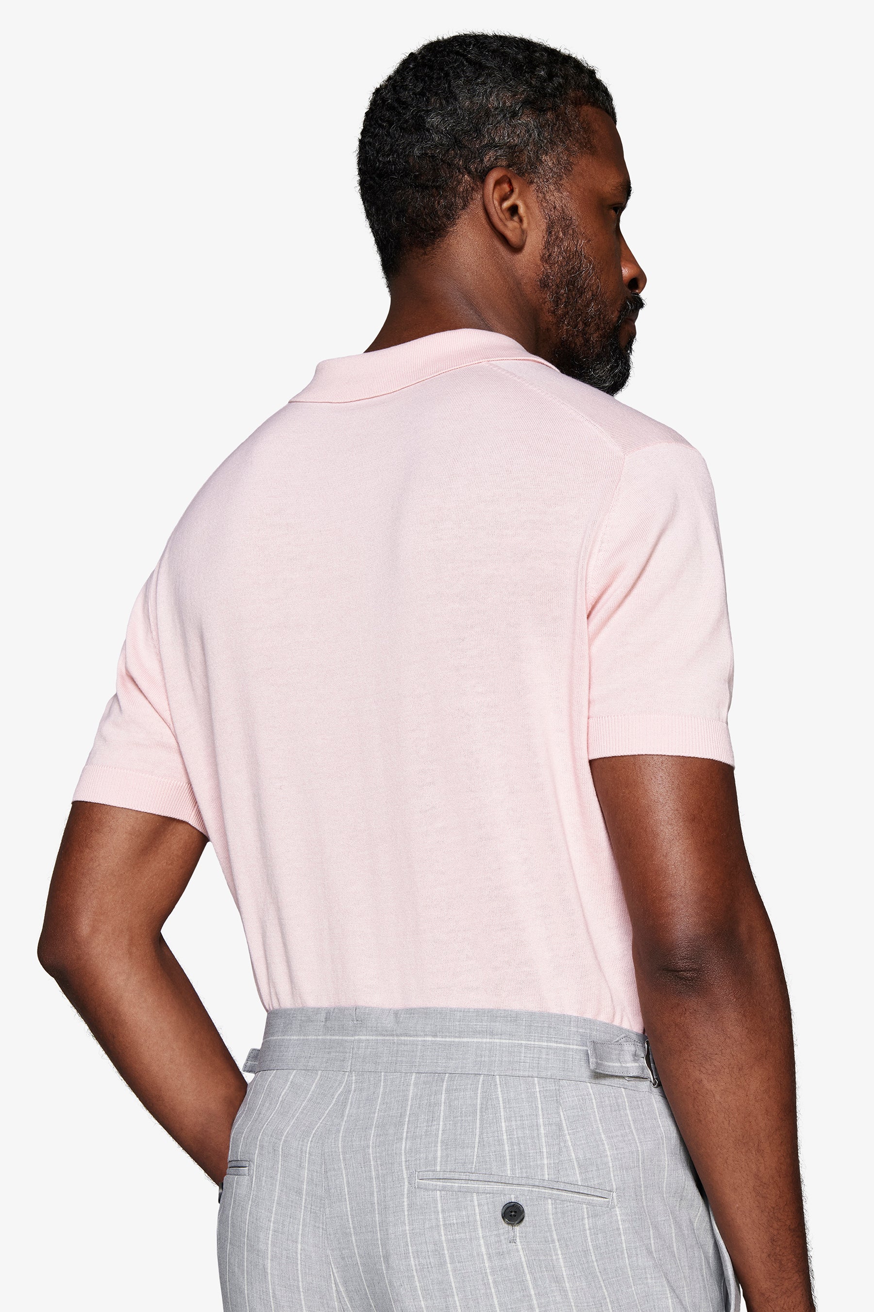 Polo in maglia basic in cotone rosa-Dan John