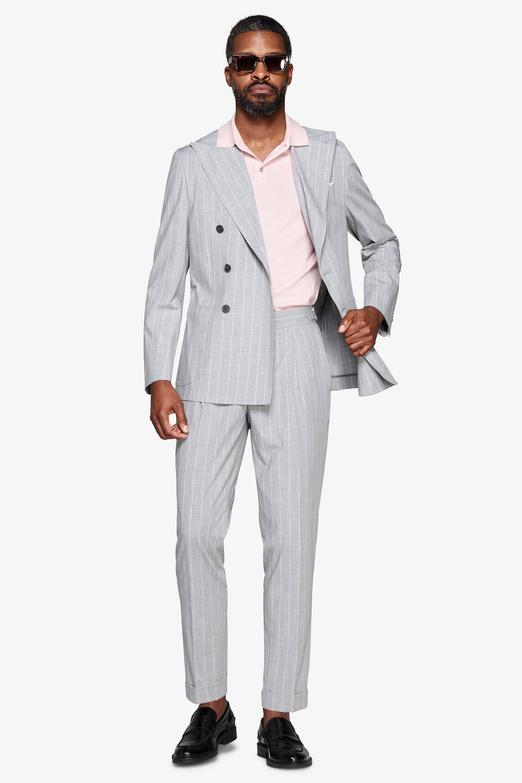 Americana cruzada de raya diplomática gris