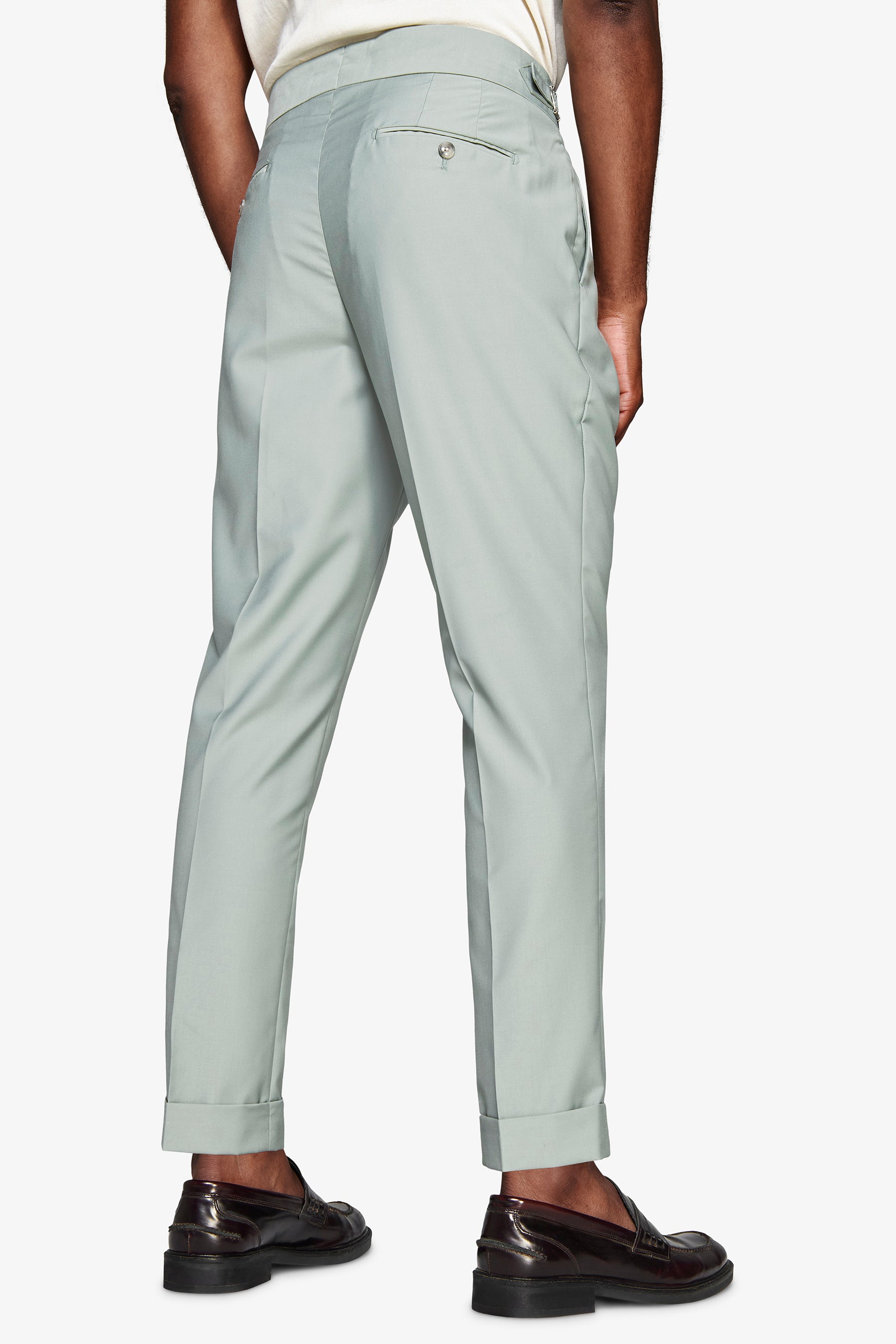 Pantalón de sarga verde salvia