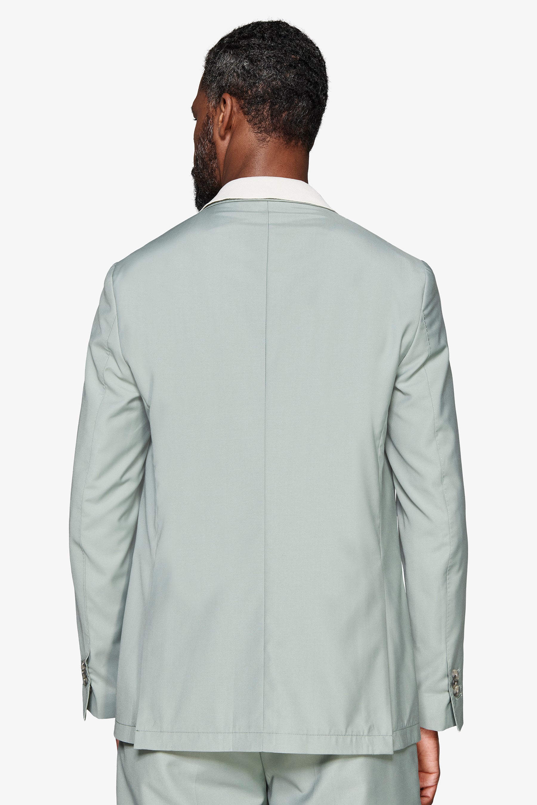 Americana cruzada en sarga verde