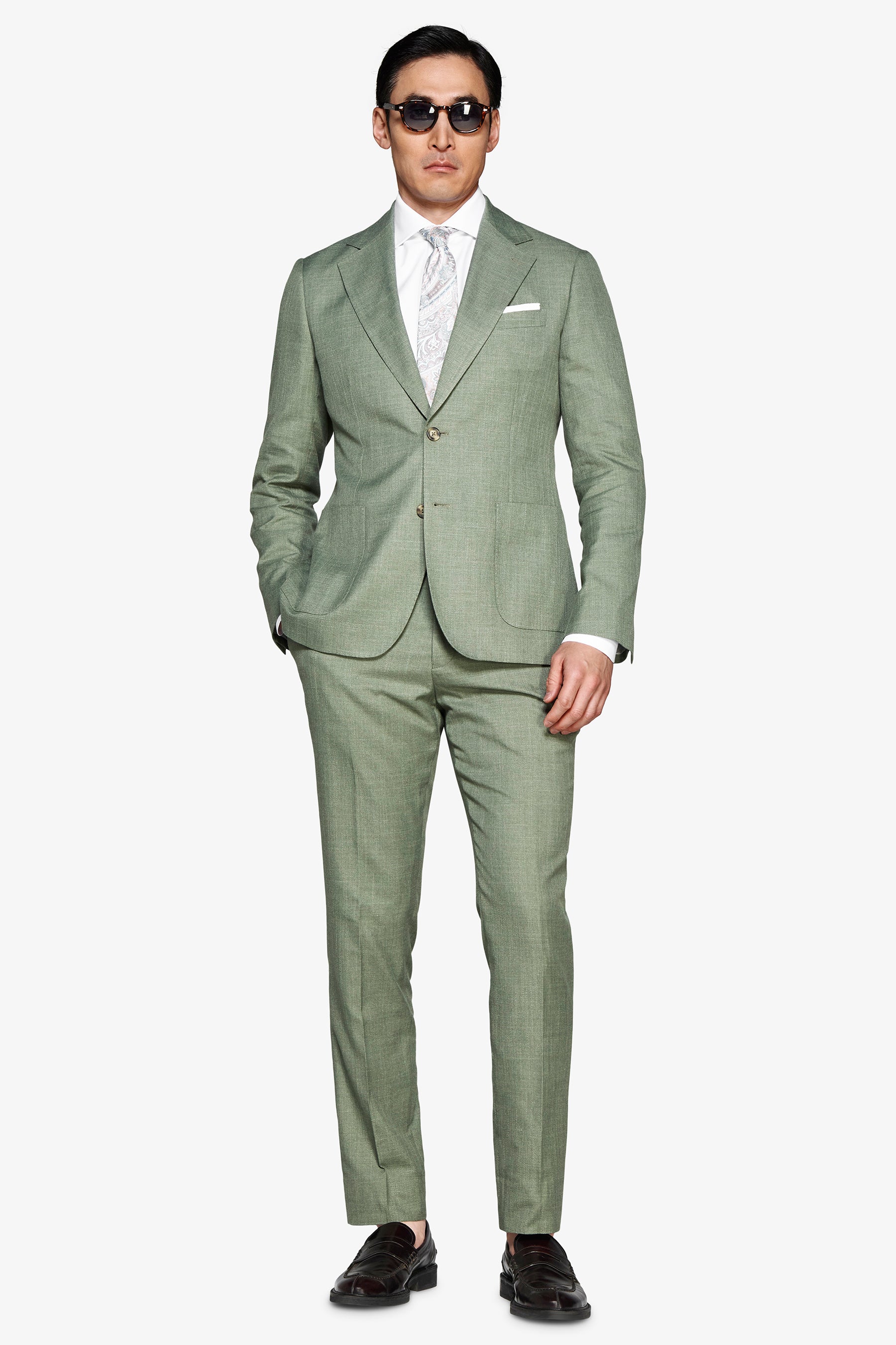 Americana de tela flameada verde