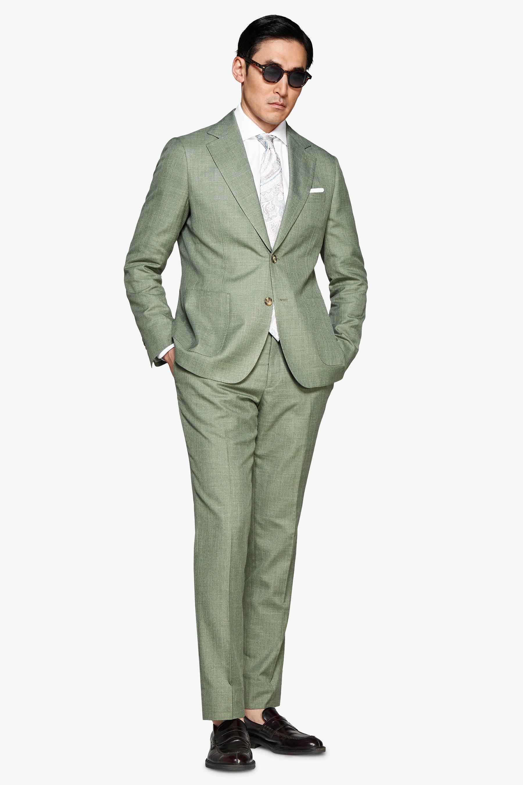 Americana de tela flameada verde