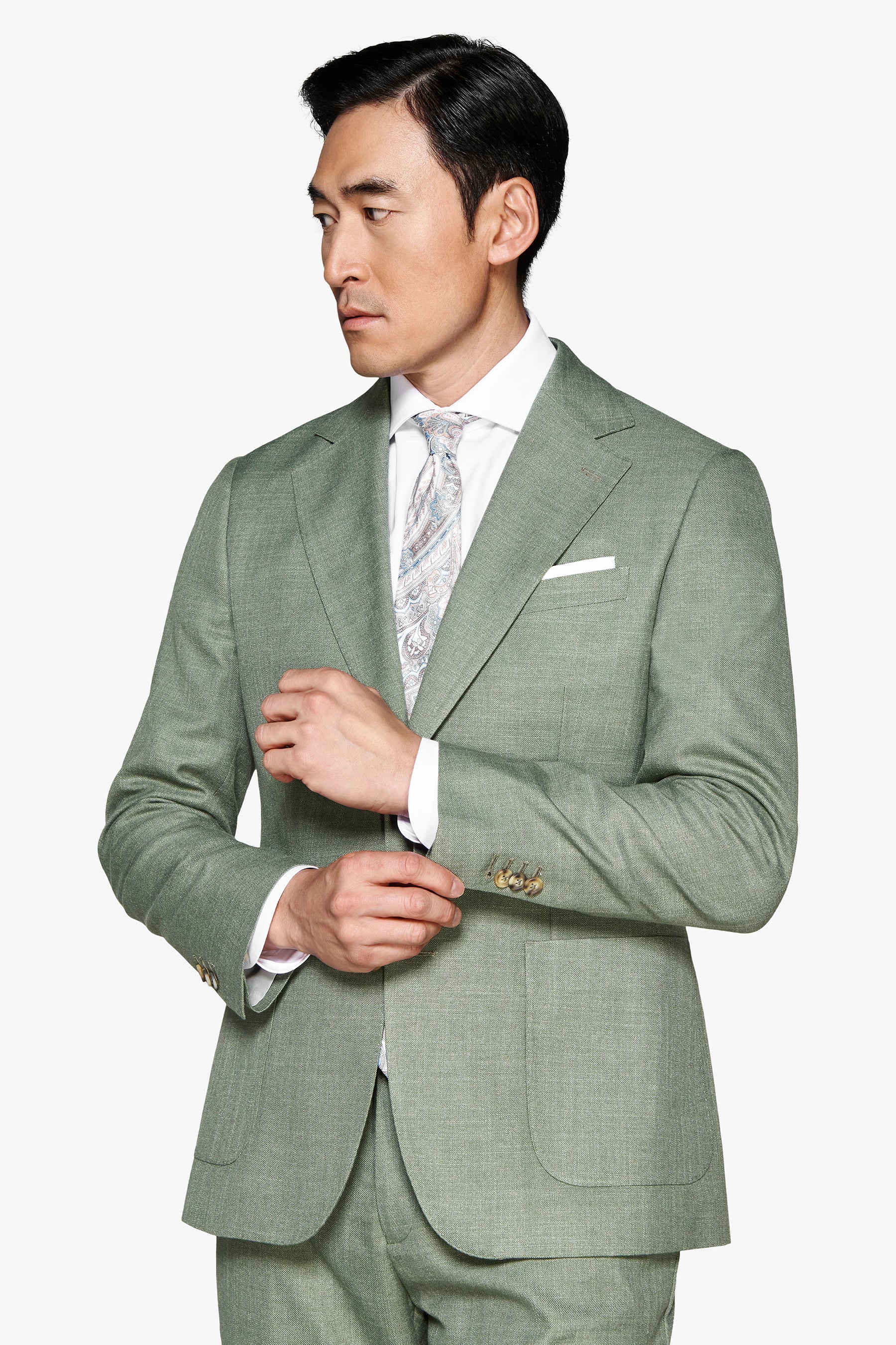 Americana de tela flameada verde