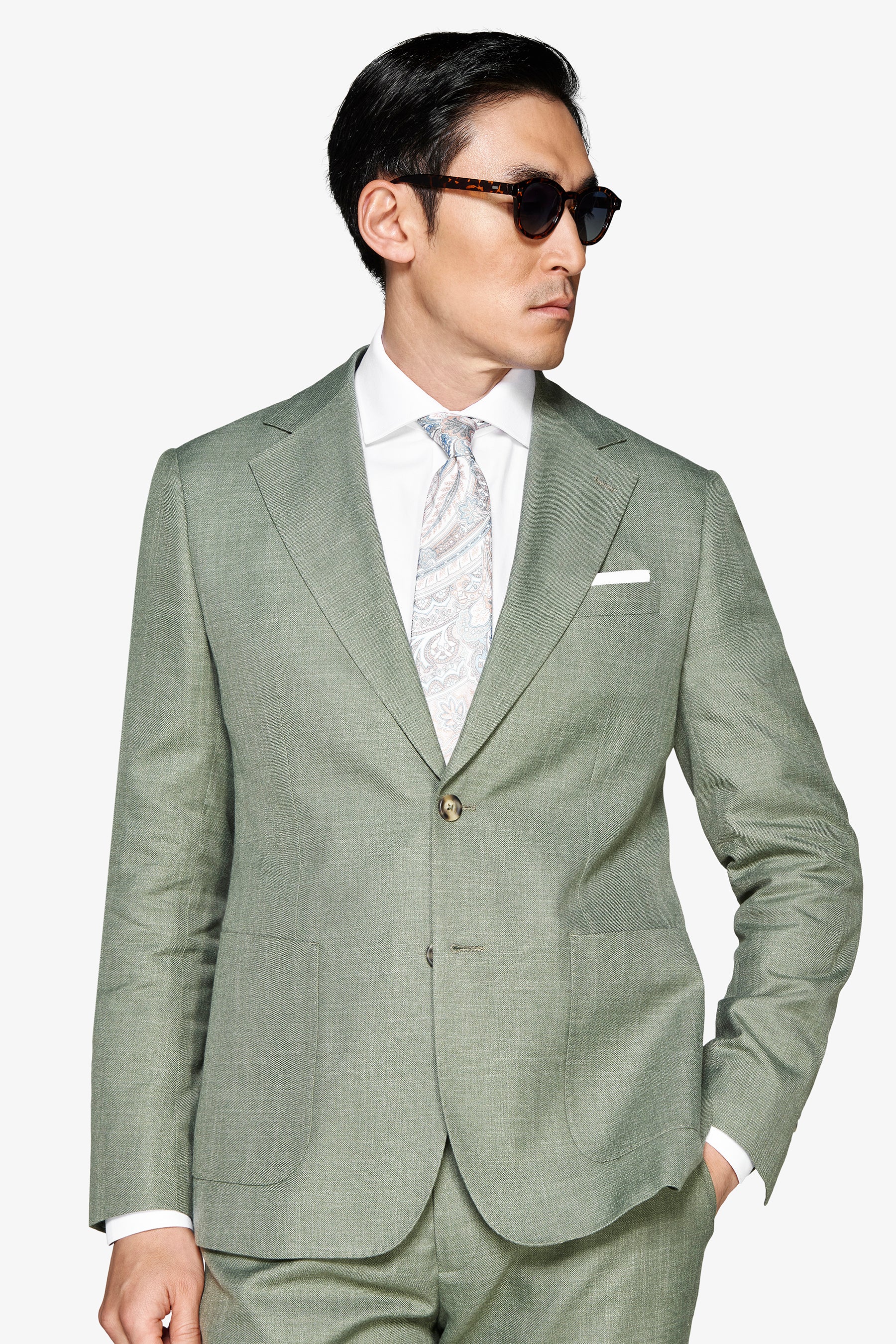 Americana de tela flameada verde