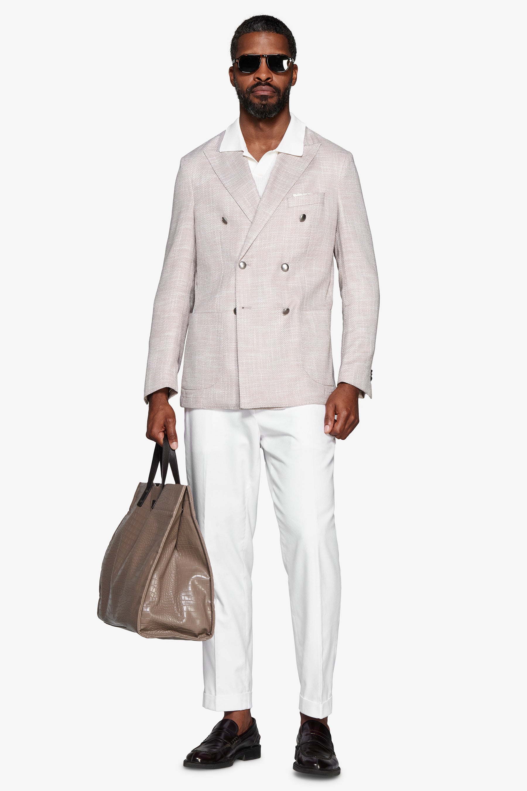 Americana cruzada texturizada arena