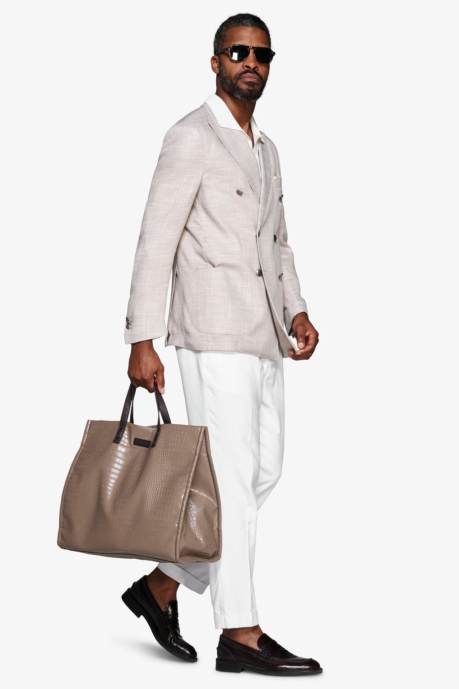 Americana cruzada texturizada arena