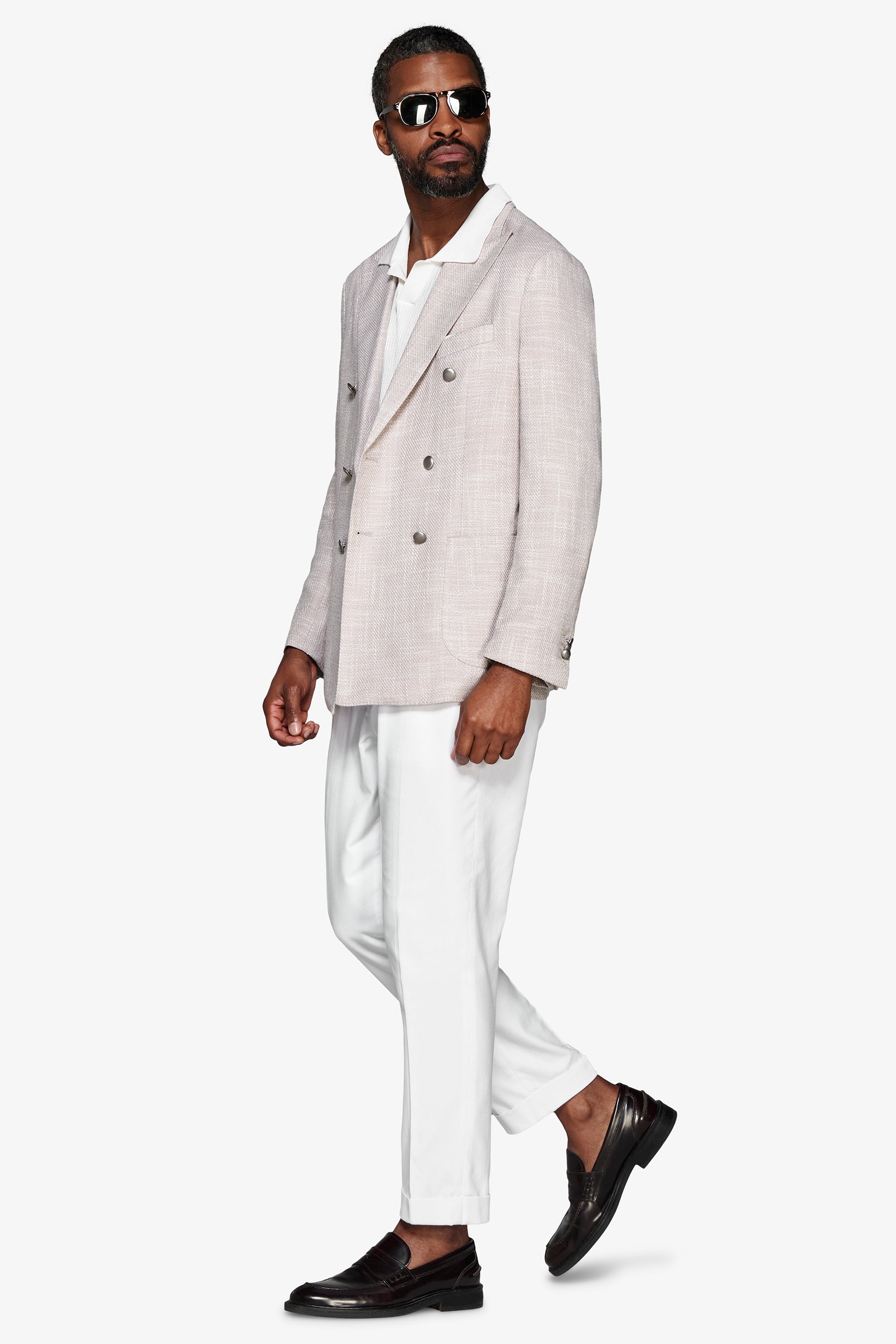 Americana cruzada texturizada arena