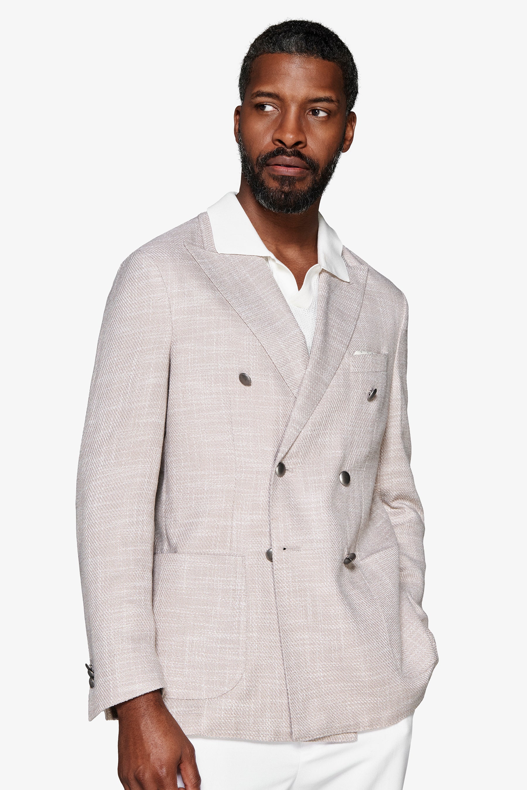 Americana cruzada texturizada arena