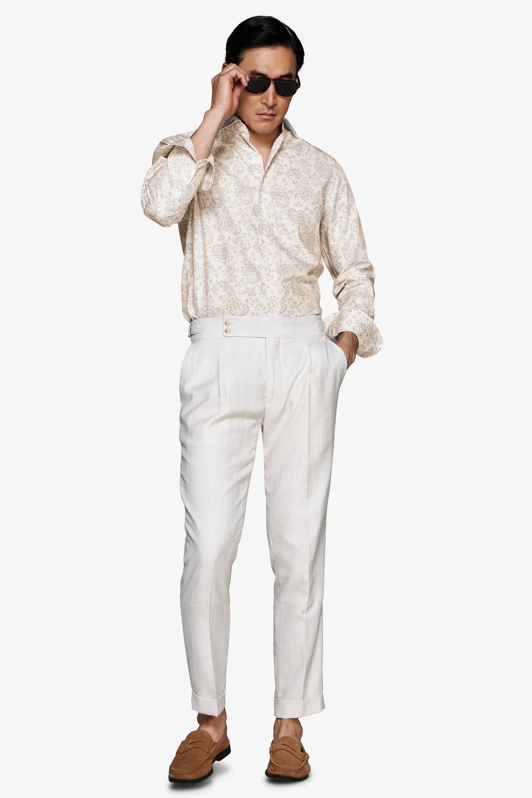 Camisa con estampado de cachemira arena