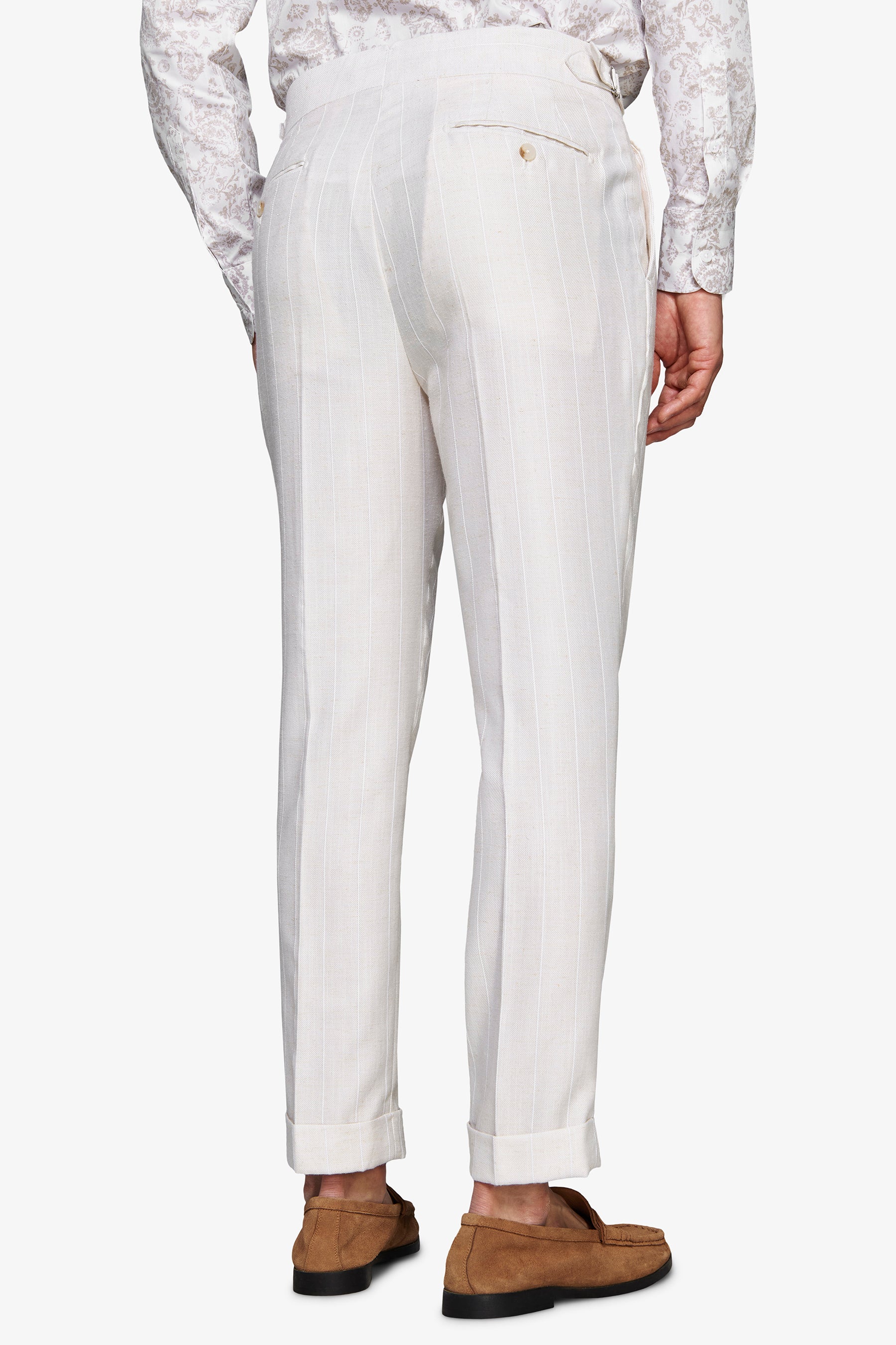 Sand pinstripe trousers