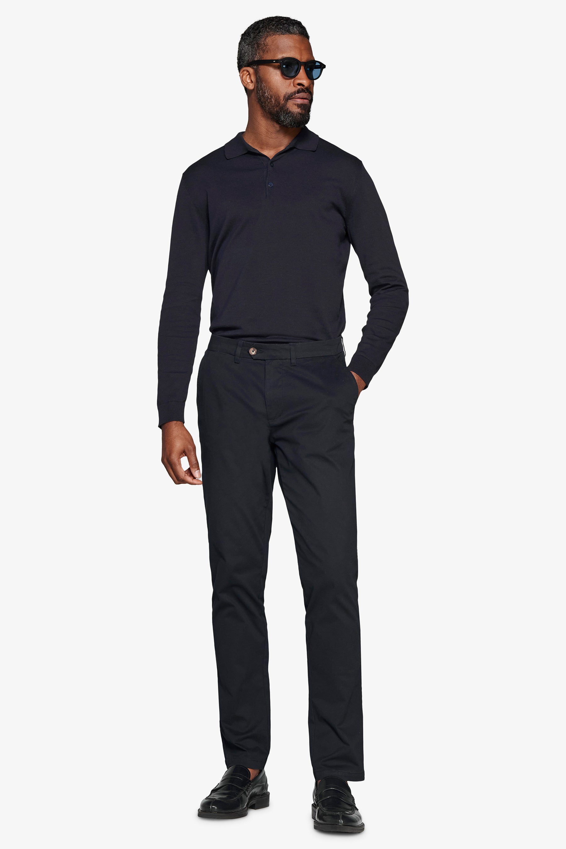 Poloshirt aus Strick mit Knöpfen in Marineblau