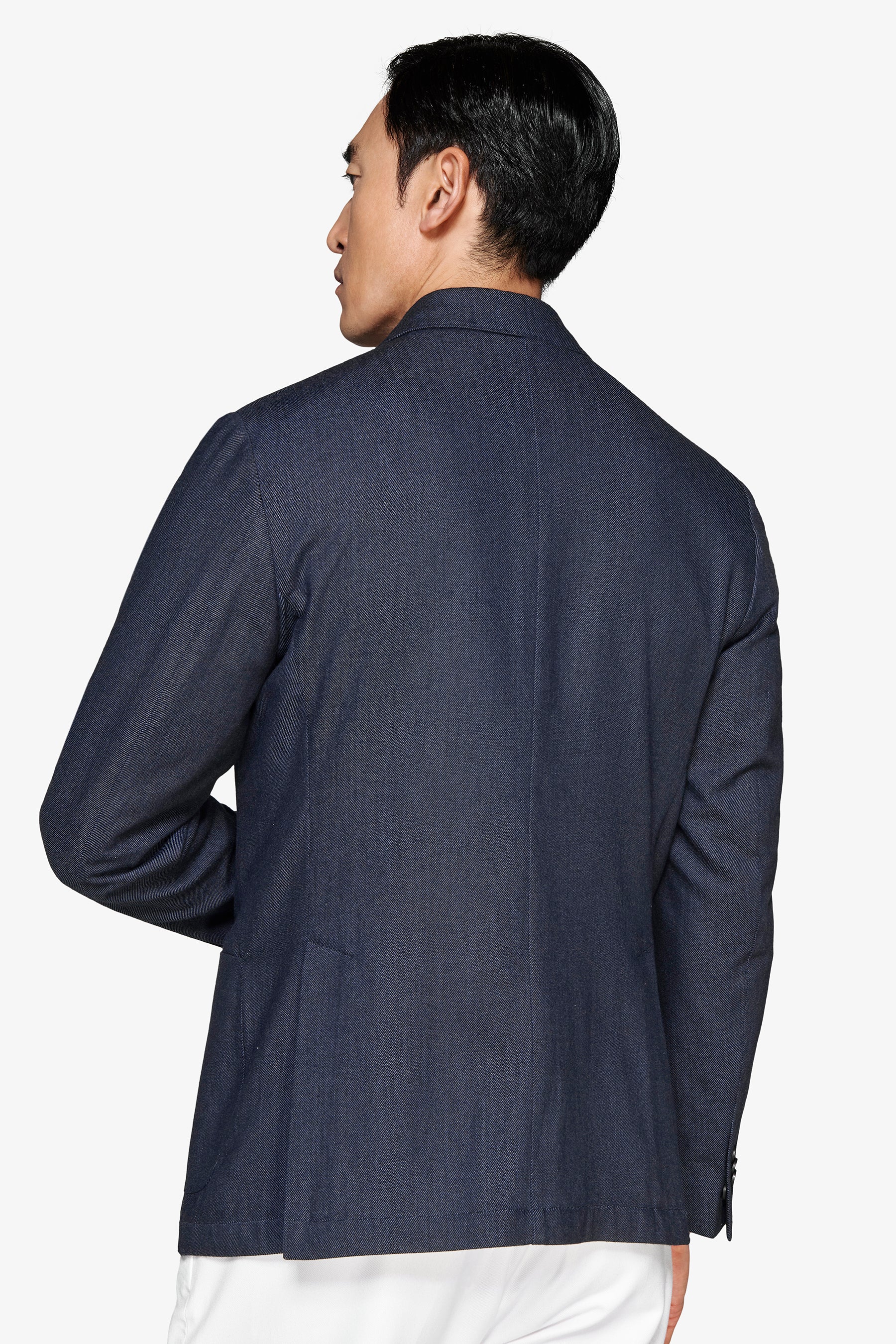 Veste en sergé croisée indigo bleue