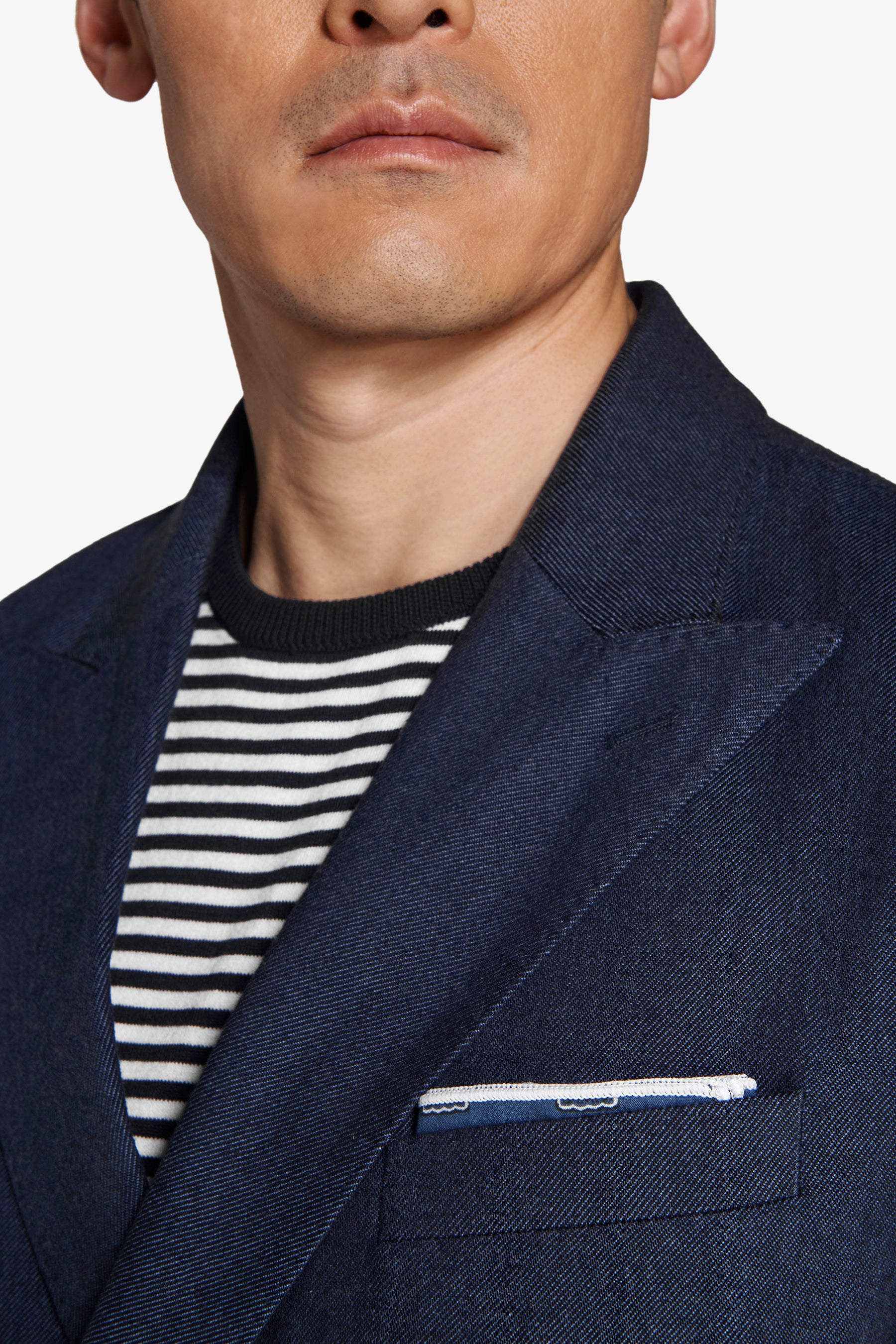 Veste en sergé croisée indigo bleue