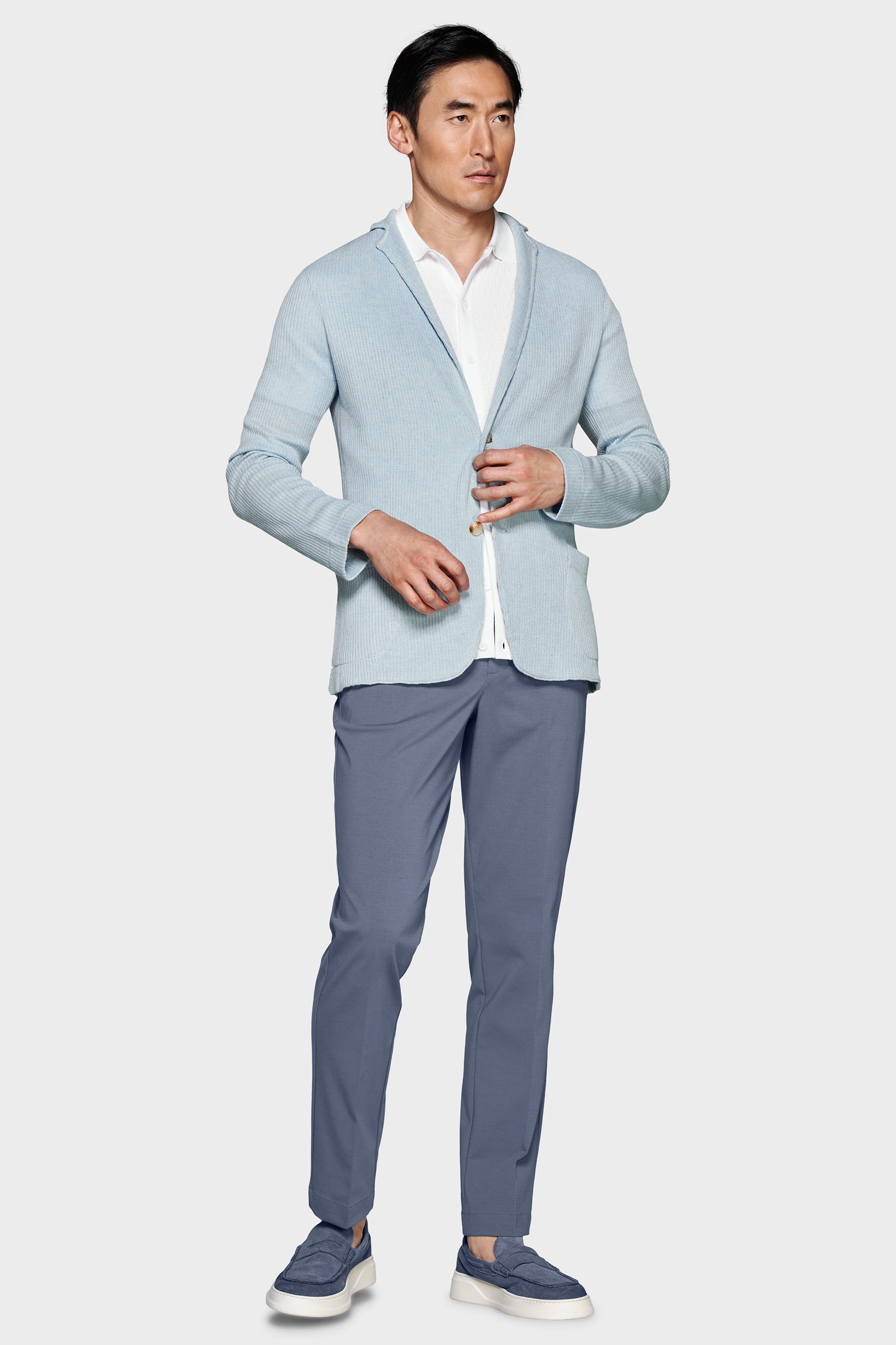 Giacca in maglia costa inglese celeste