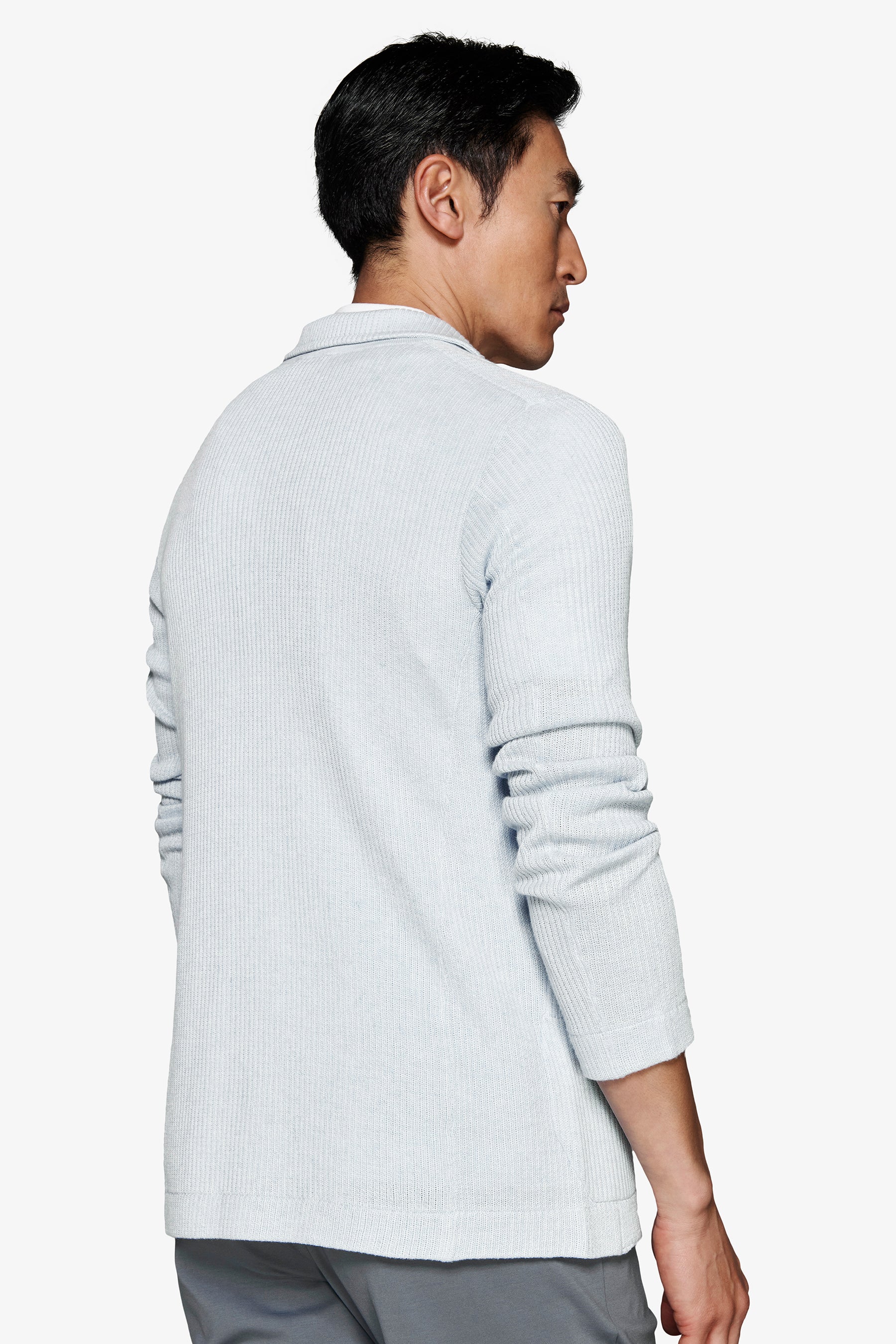 Americana de punto canalé inglés celeste