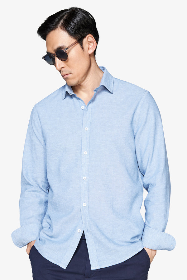 Camicia misto lino relaxed celeste-Dan John
