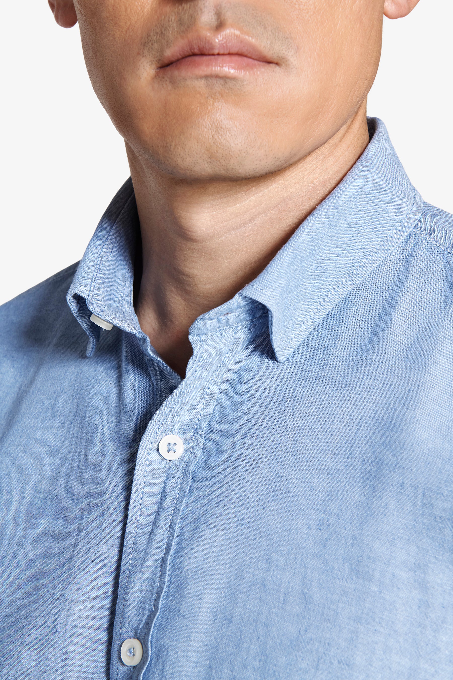 Camicia misto lino relaxed celeste