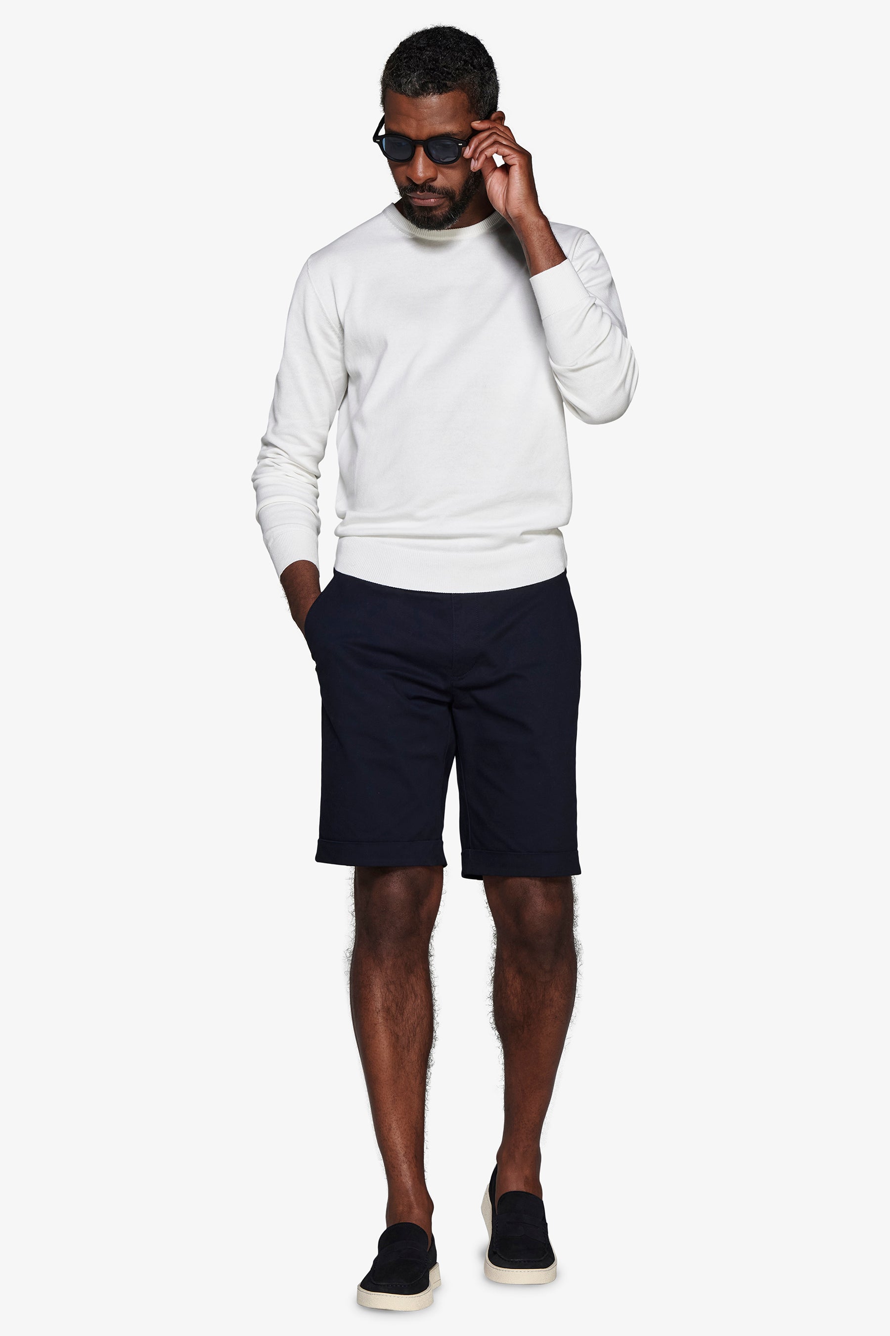 Maglia girocollo basic in cotone panna-Dan John