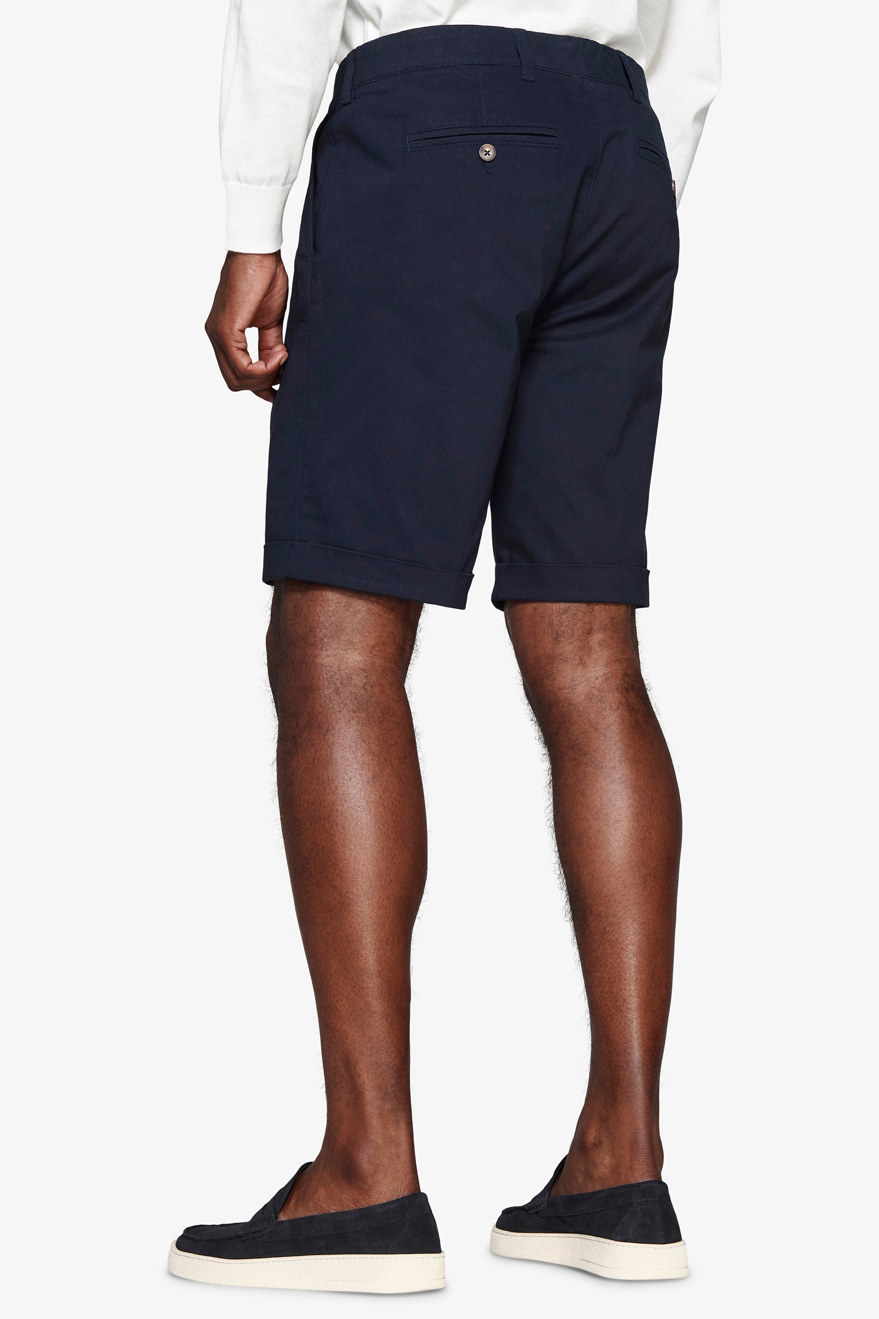 Bermuda chino basic in cotone blu-Dan John