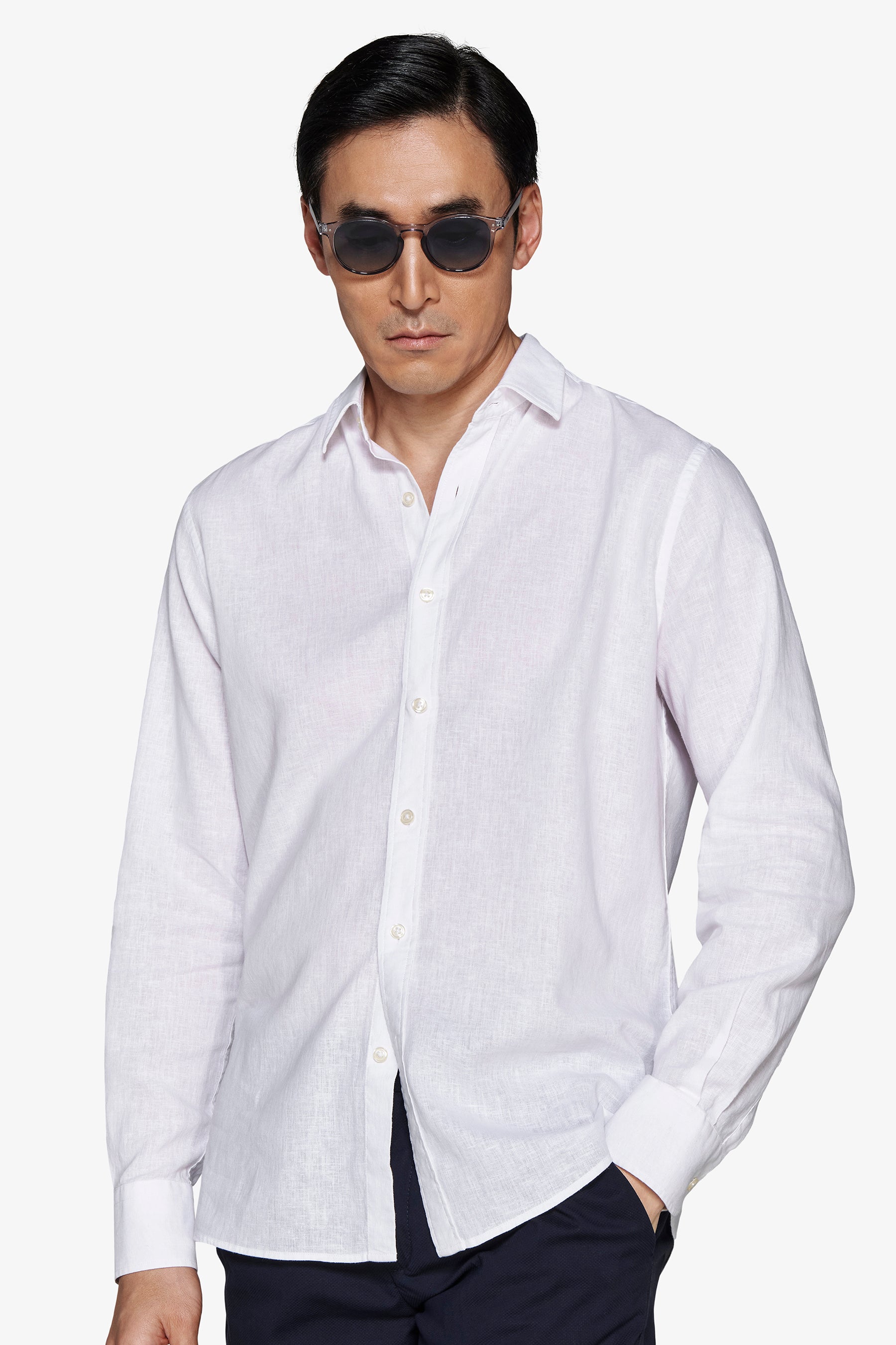 Camicia misto lino relaxed bianca