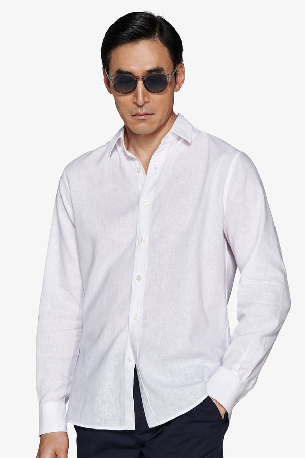 Camicia misto lino relaxed bianca-Dan John