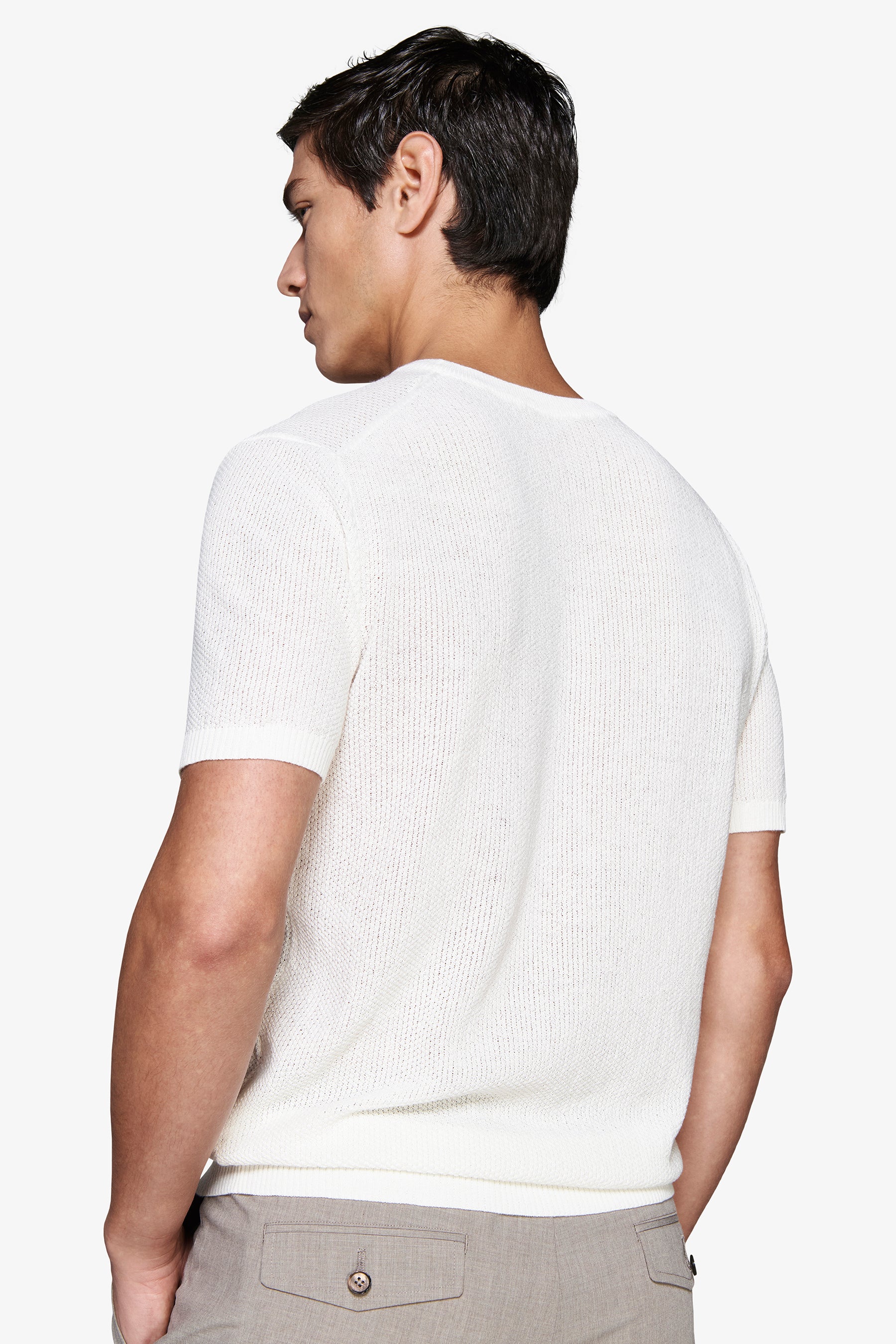 Pullover aus Leinenmischung mit Struktur in Taupe