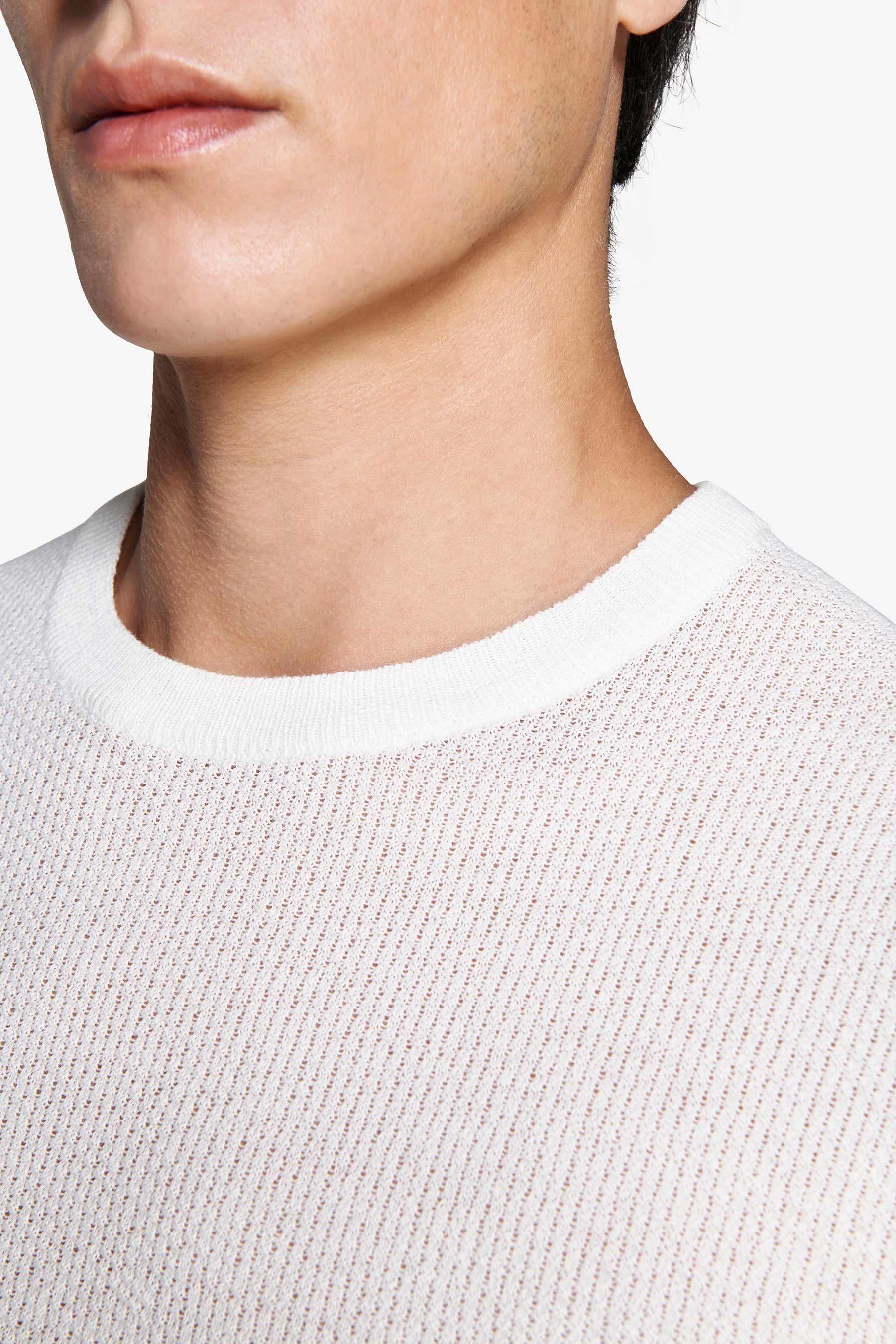 Pullover aus Leinenmischung mit Struktur in Taupe