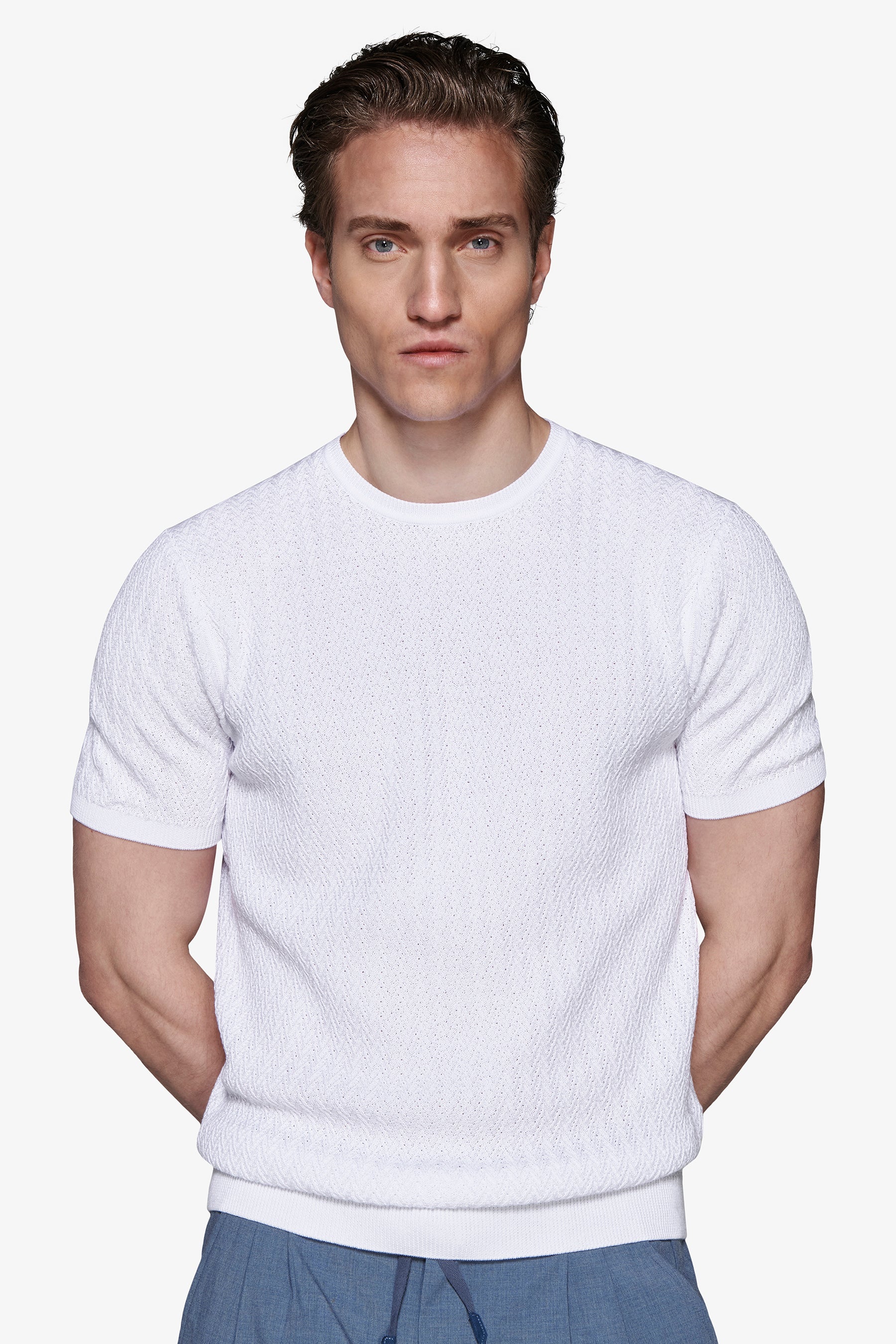 Maglia girocollo armaturata bianca