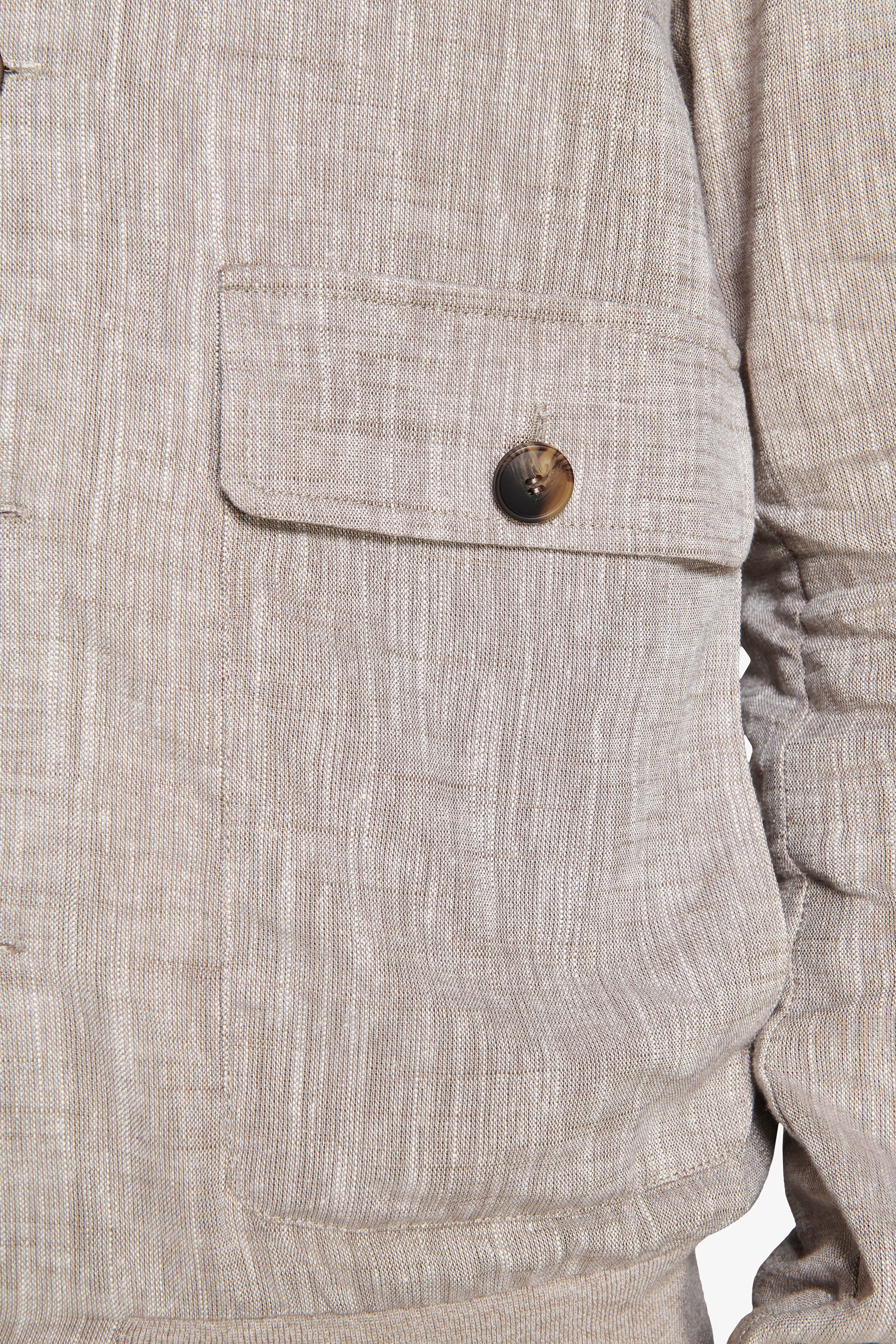 Taupe linen blend bomber jacket