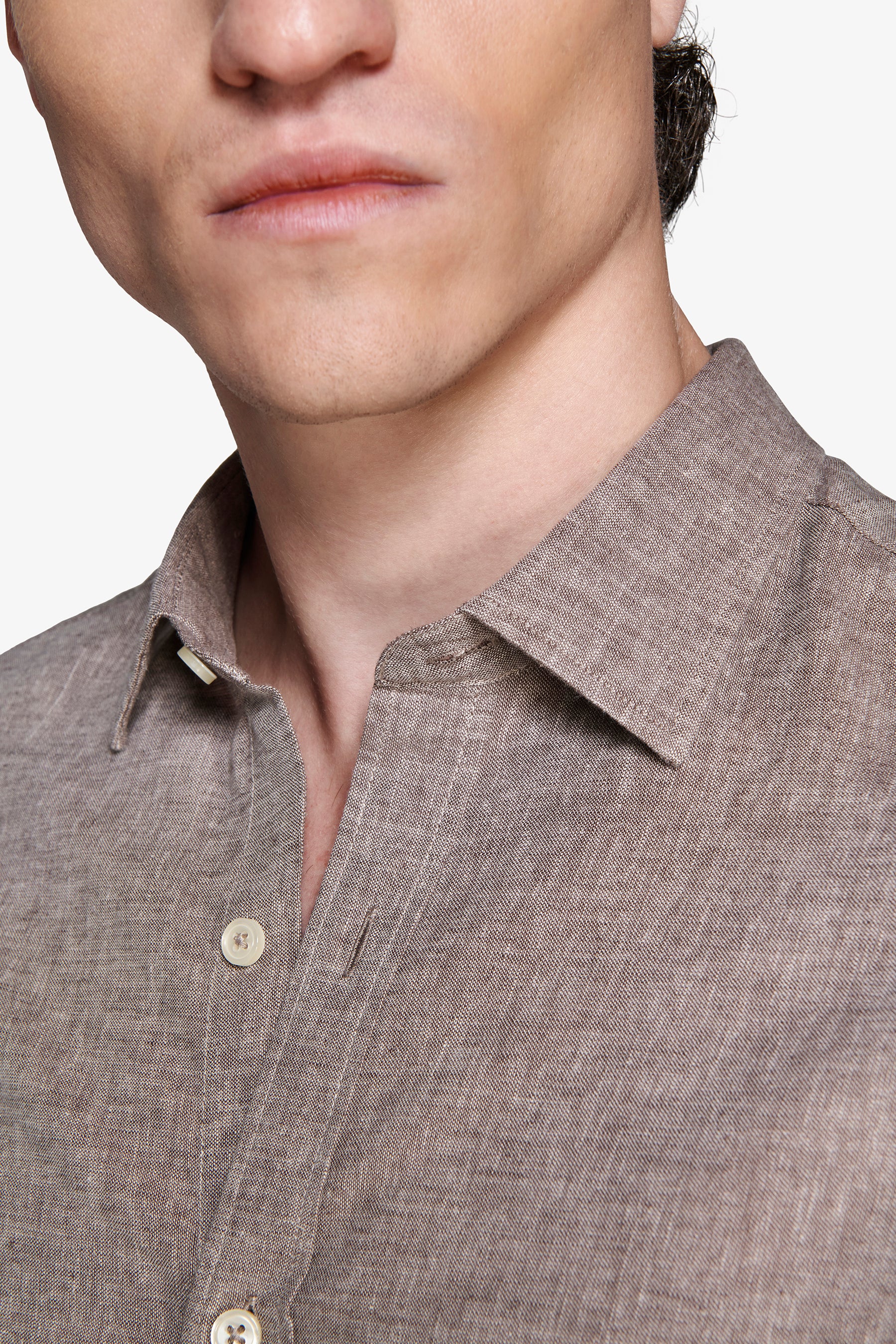 Camicia misto lino relaxed tortora