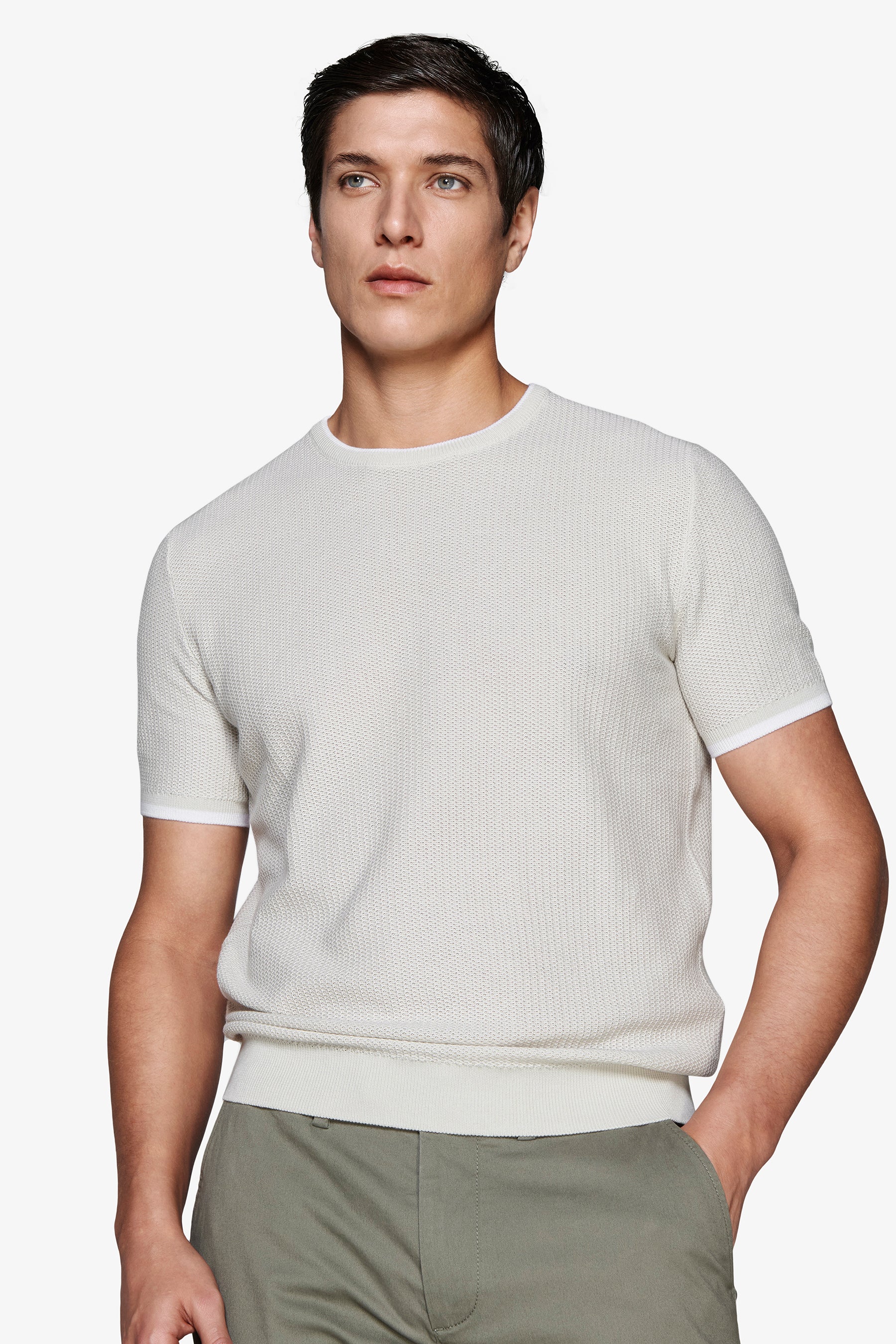 T-shirt in maglia armaturata grigia DNJ-Dan John