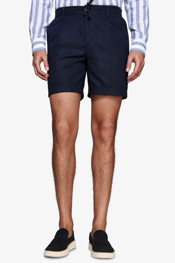 Blue linen blend Bermuda shorts