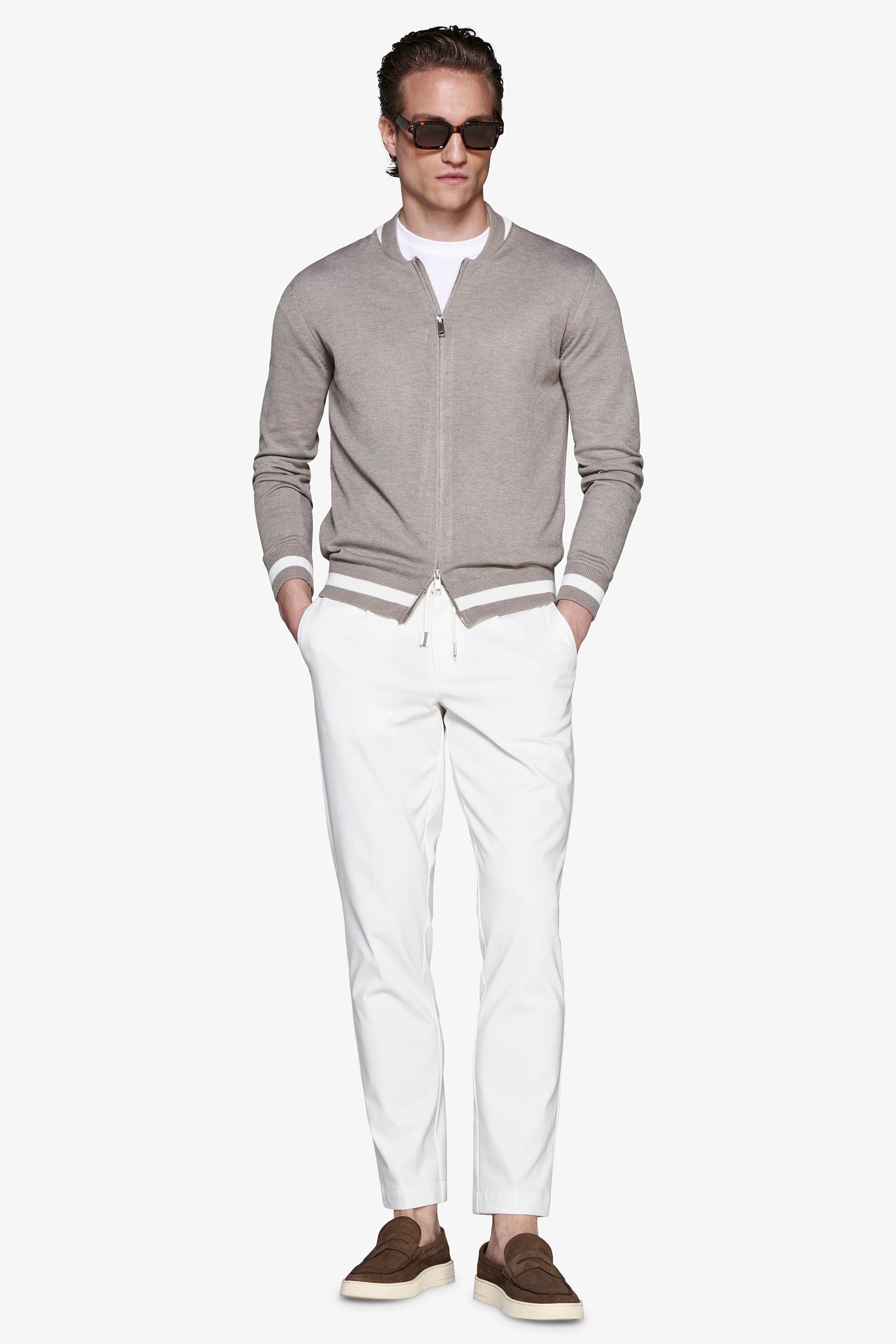 Strickblazer aus Leinenmischung in Taupe DNJ