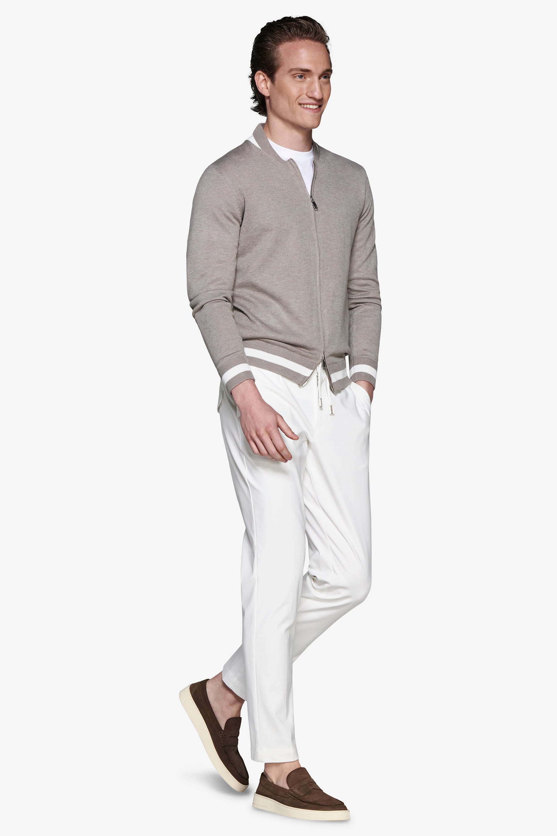 Strickblazer aus Leinenmischung in Taupe DNJ